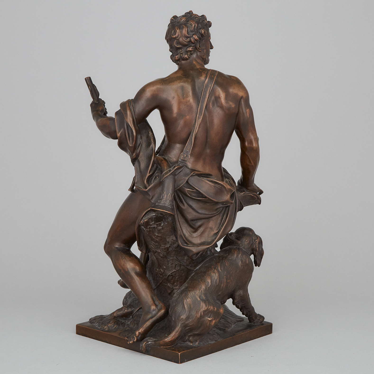 Ferdinand Barbedienne Classical Bronze Figure of a Hunter and Hound, After the Ancient, c.1880