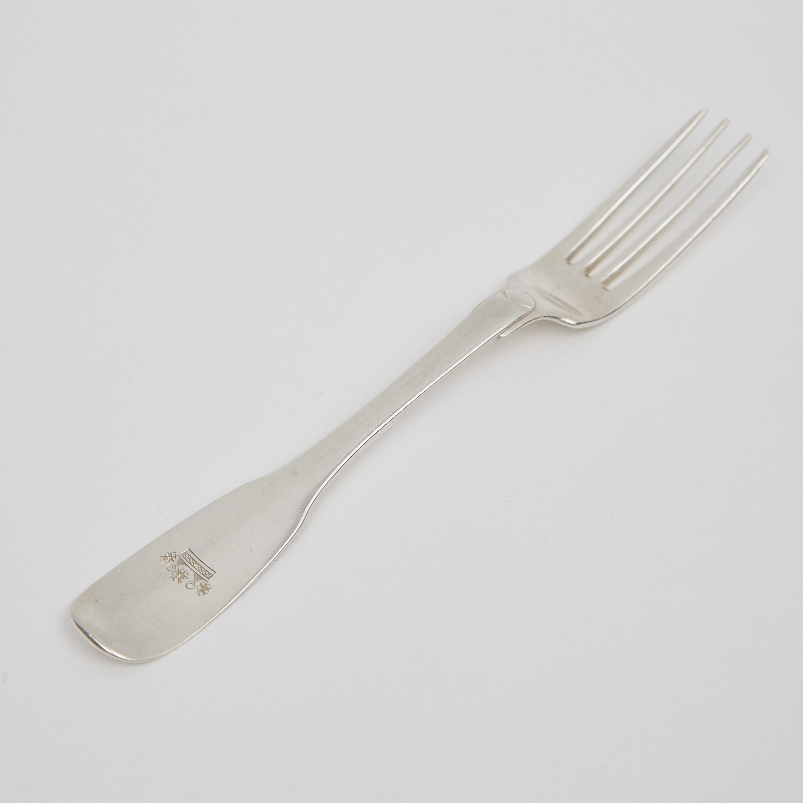 Canadian Silver Fiddle Pattern Table Fork, Jacques Varin dit Latour, Montreal, Que., late 18th century