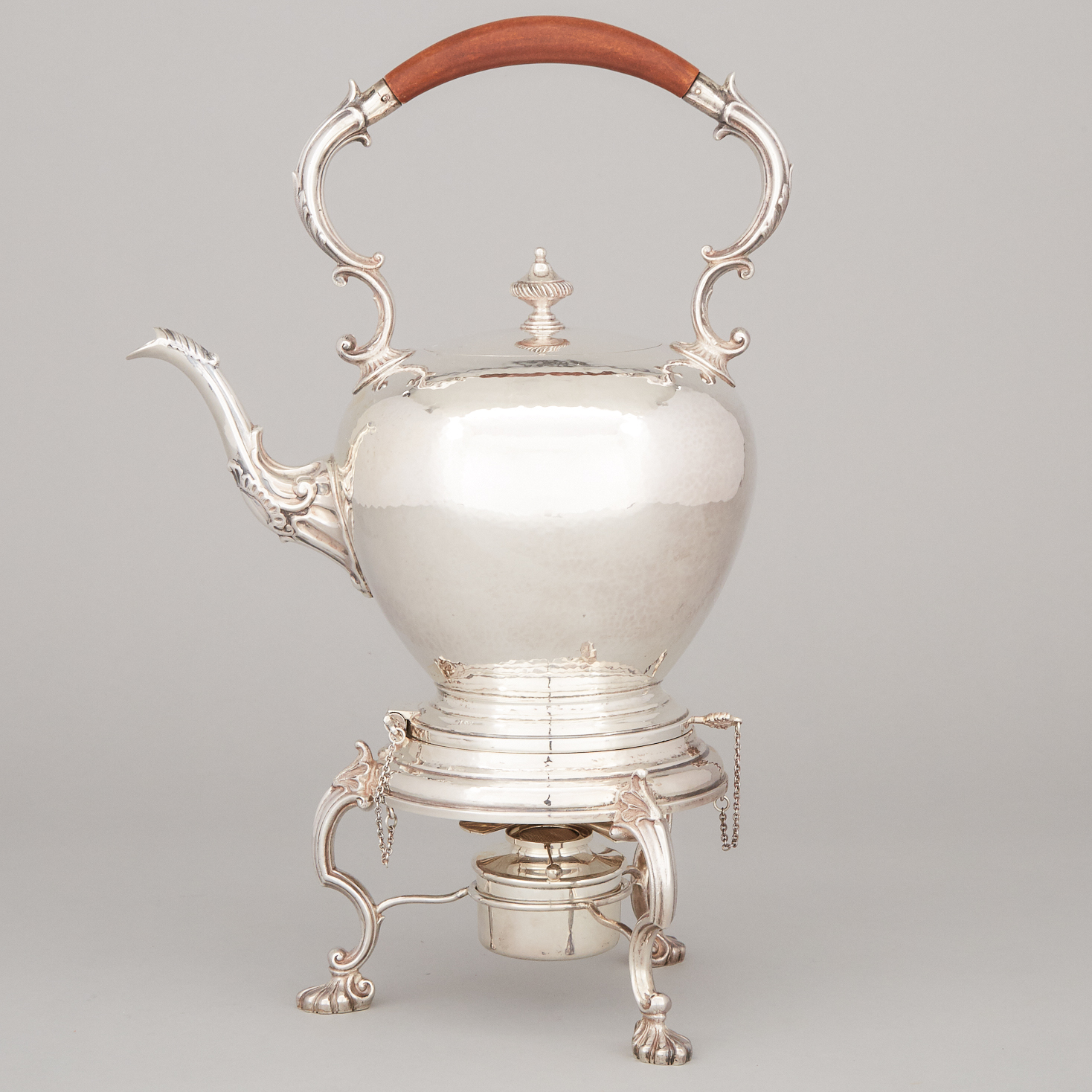Canadian Silver Tea Kettle on Lampstand, Henry Birks & Sons, Montreal, Que., 1948