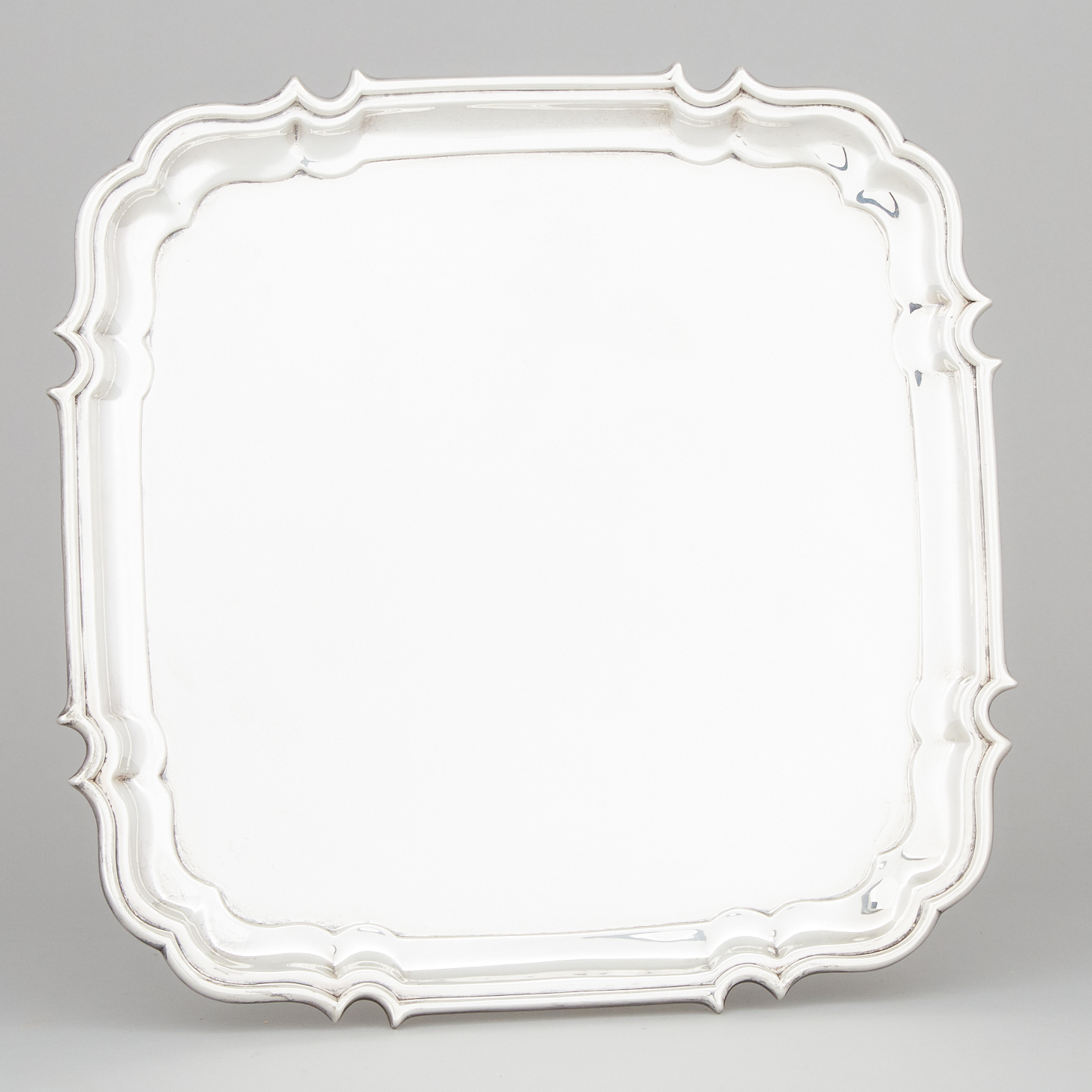 Canadian Silver Shaped Square Salver, Henry Birks & Sons, Montreal, Que., 1965
