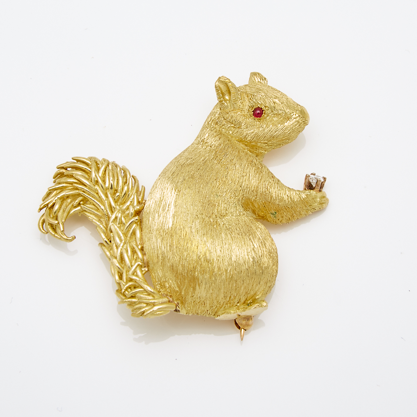 18k Yellow Gold Squirrel Brooch