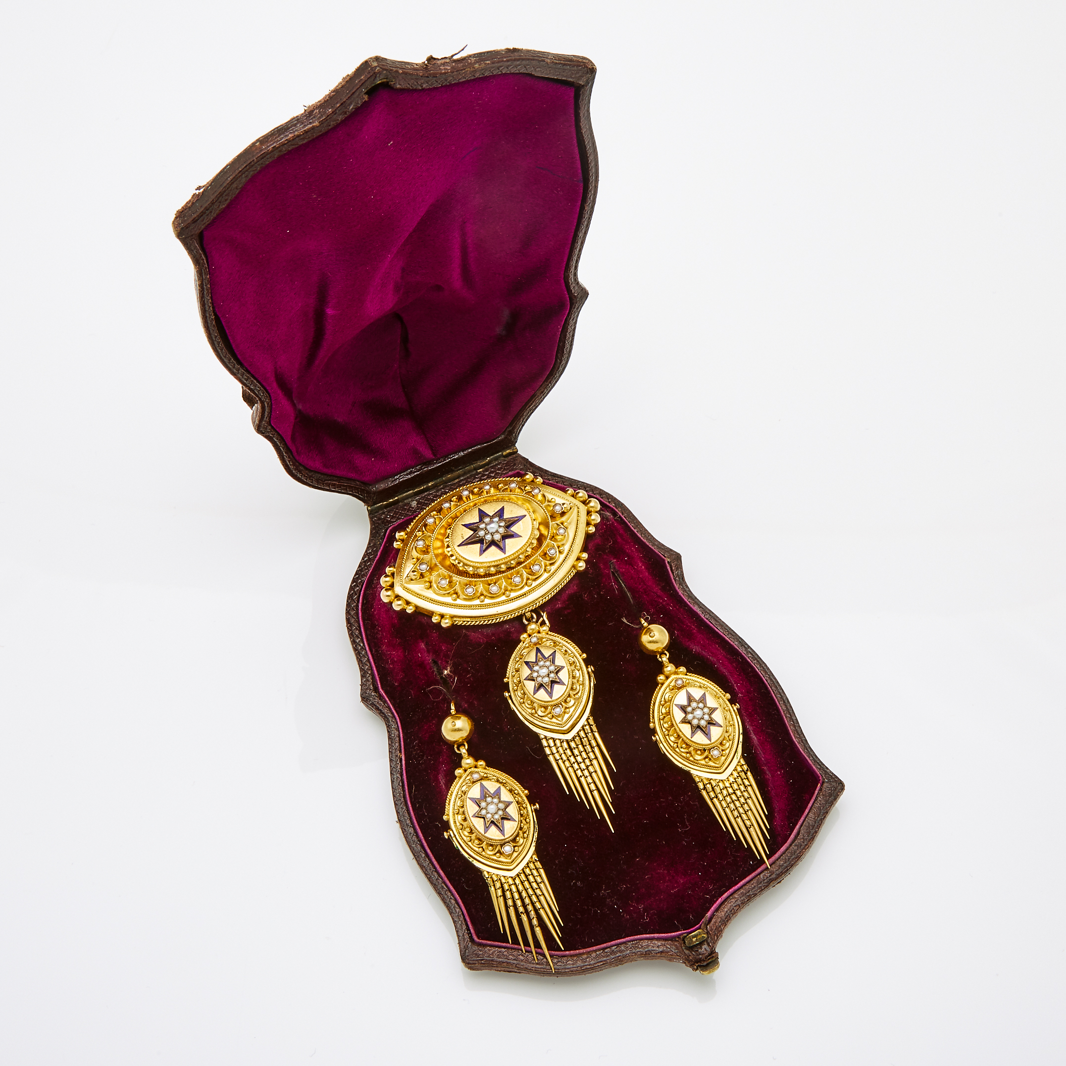 19th Century Three Piece 18k Yellow Gold Jewellery Suite