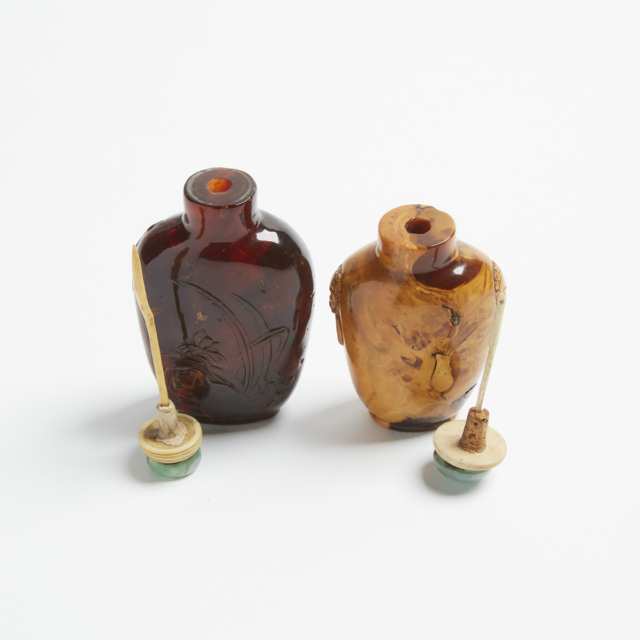 Two Amber Snuff Bottles, 19th/Early 20th Century