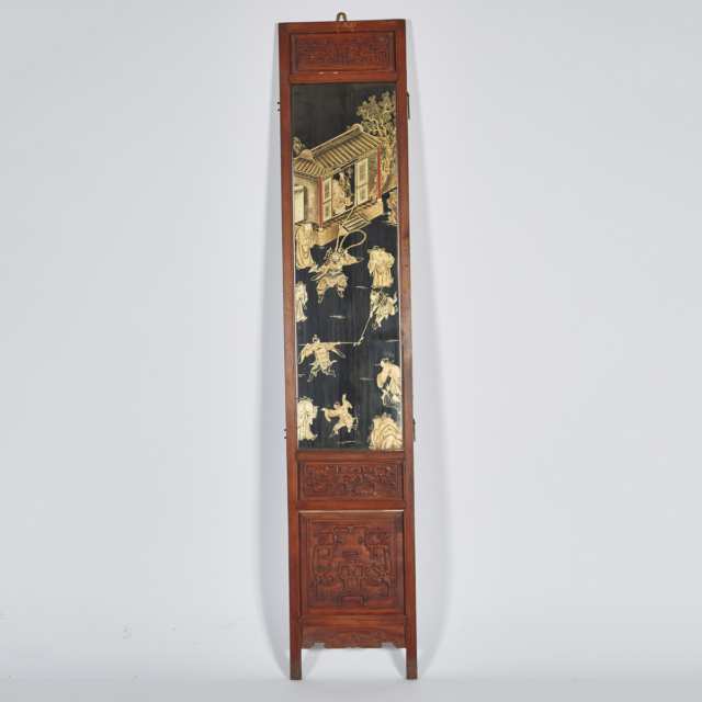 A Set of Ten Black Lacquer Painted Hanging Panels, Late Qing Dynasty
