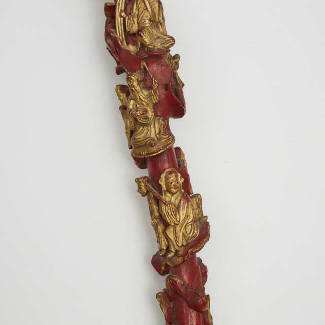 A Red Gilt Lacquered Official's Cane, 19th Century