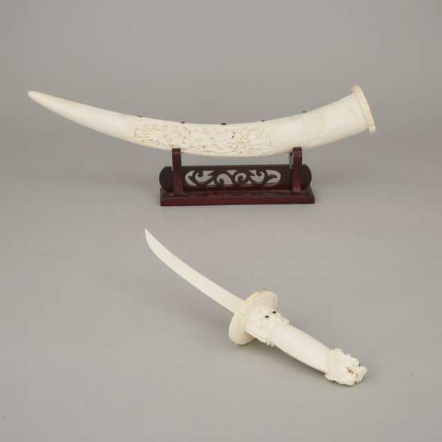 An Ivory Carved Dagger, Circa 1940