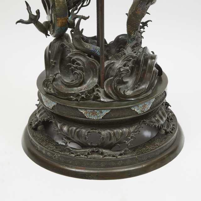 A Massive Bronze 'Dragons' Incense Burner, Meiji Period