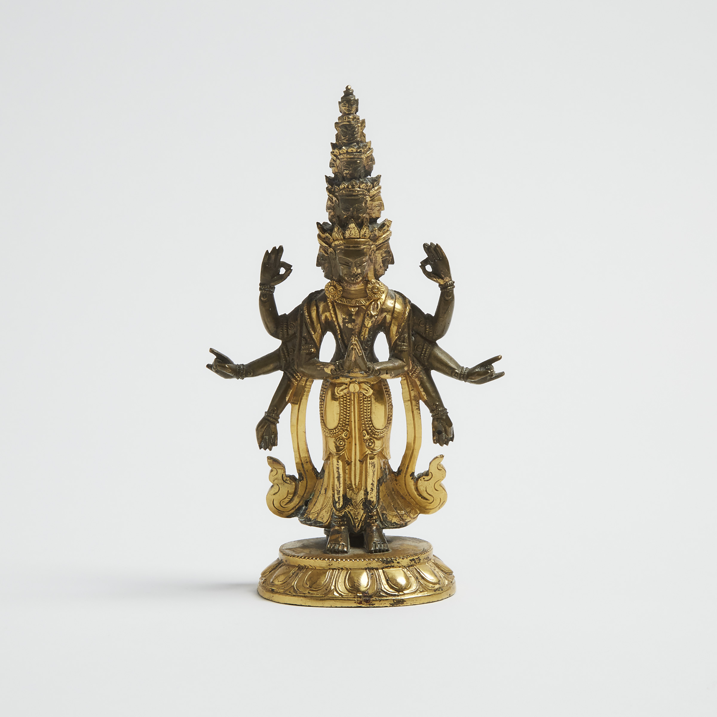 A Gilt Bronze Figure of Eleven-Headed Avalokiteshvara, Tibet, 19th Century