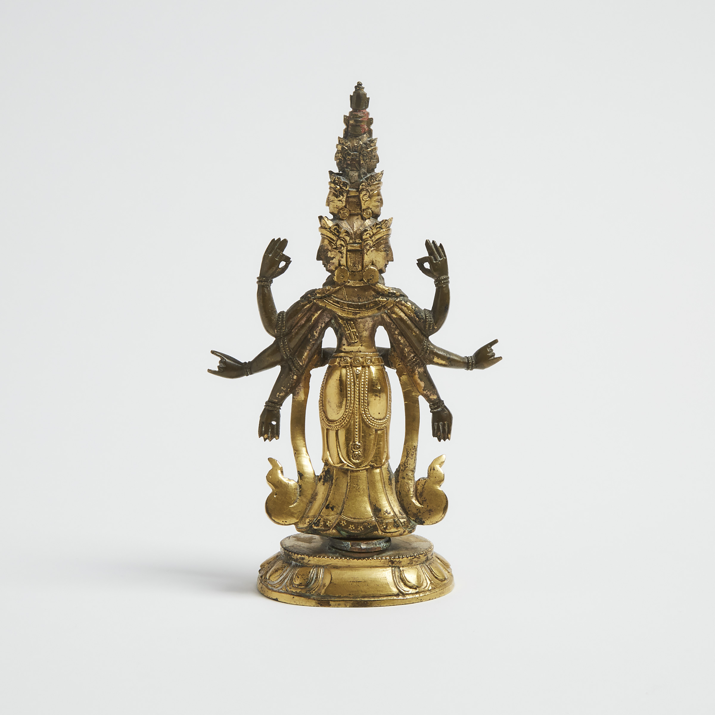 A Gilt Bronze Figure of Eleven-Headed Avalokiteshvara, Tibet, 19th Century