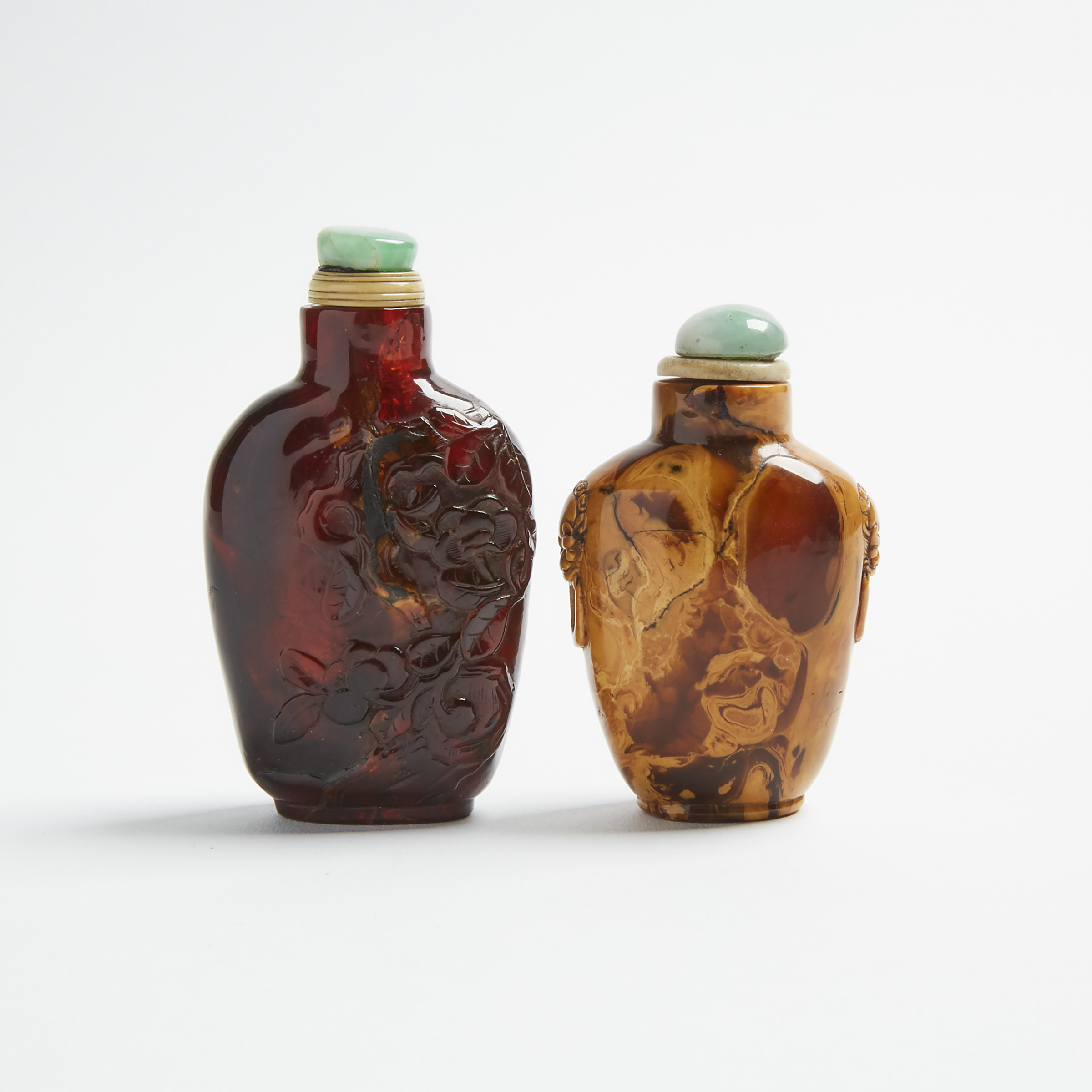 Two Amber Snuff Bottles, 19th/Early 20th Century