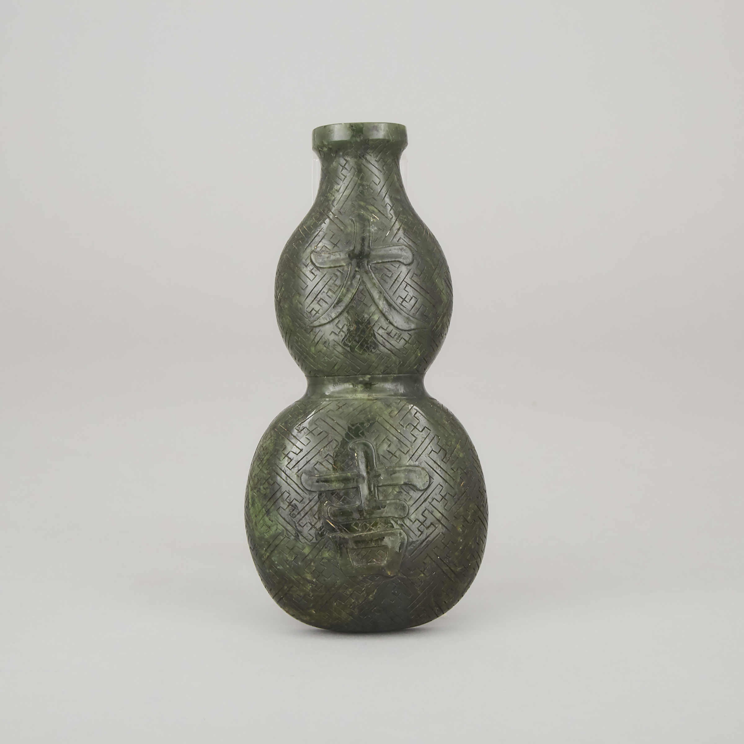 A Spinach Jade Carved 'Daji' Wall Vase, 19th Century