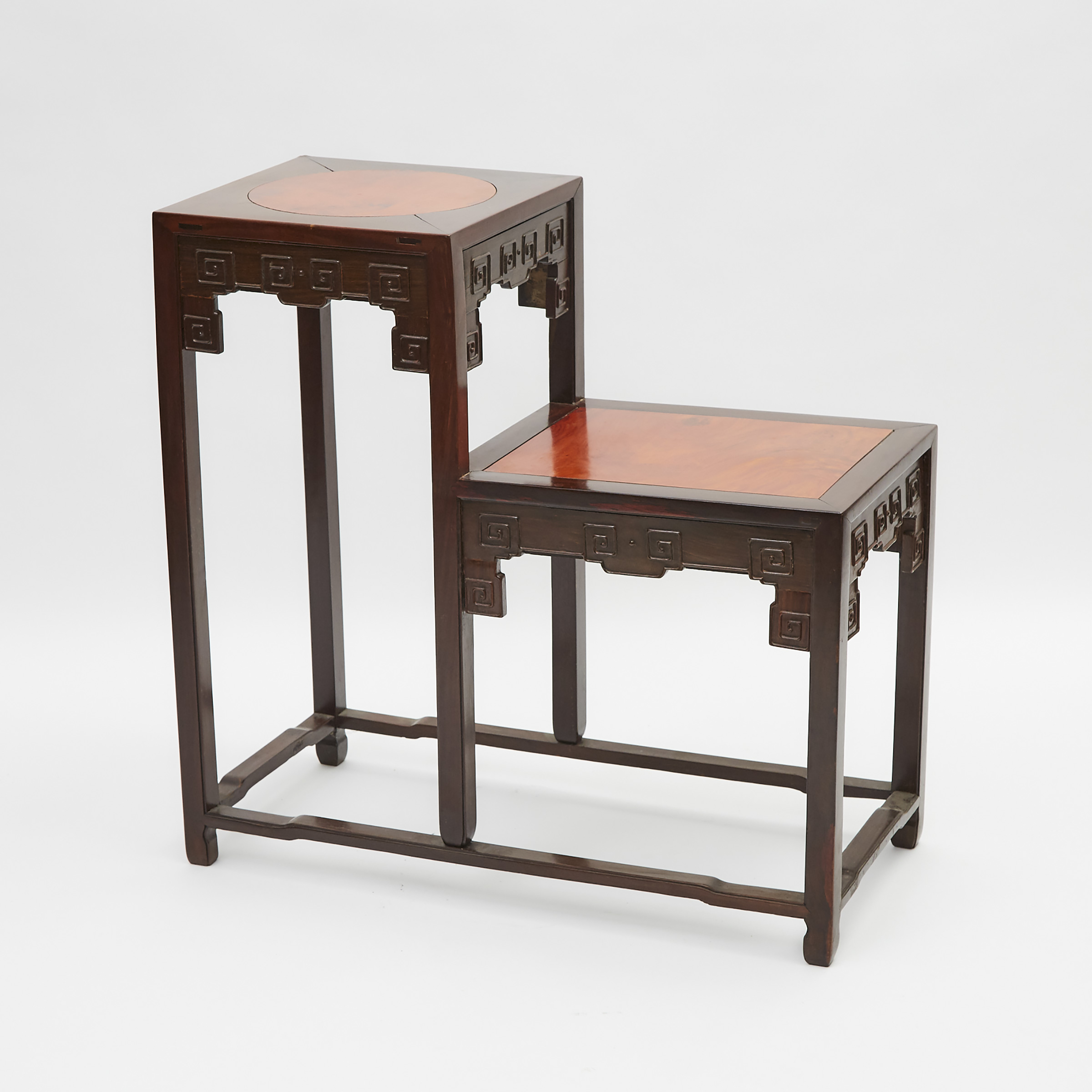A Cherry Inlaid Rosewood Two-Tiered Stand, 19th Century