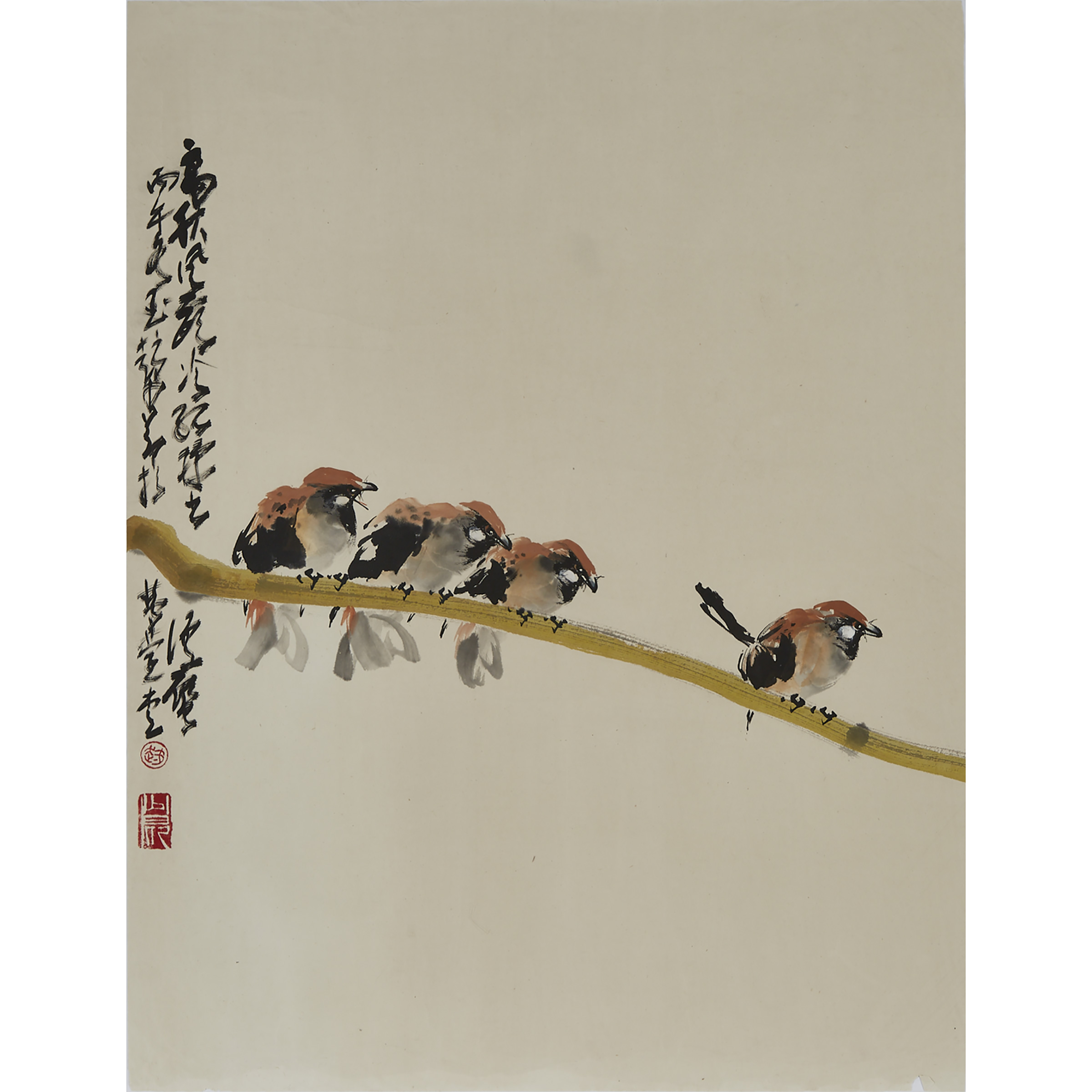 Attributed to Zhao Shao'ang (1905-1998), Four Sparrows