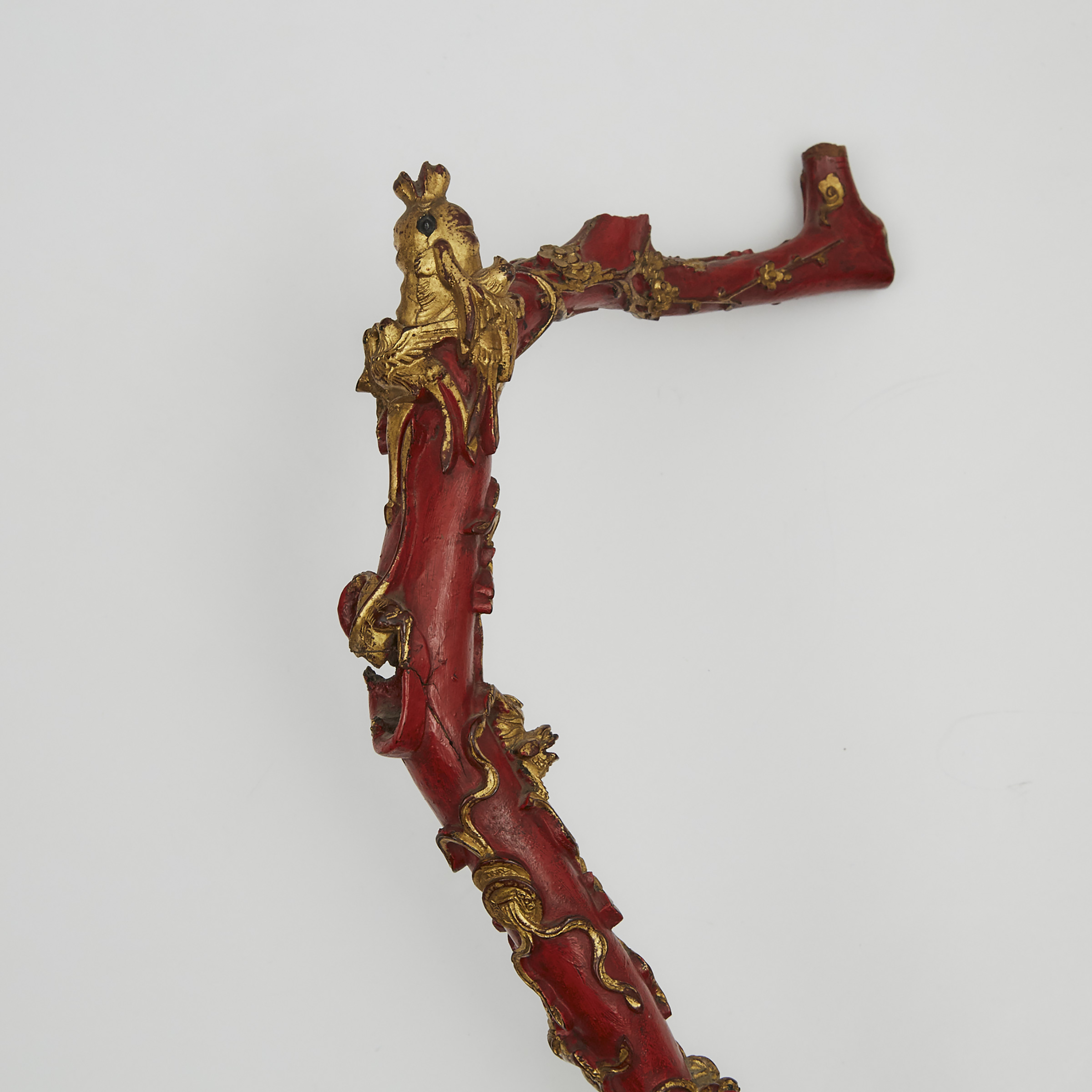 A Red Gilt Lacquered Official's Cane, 19th Century