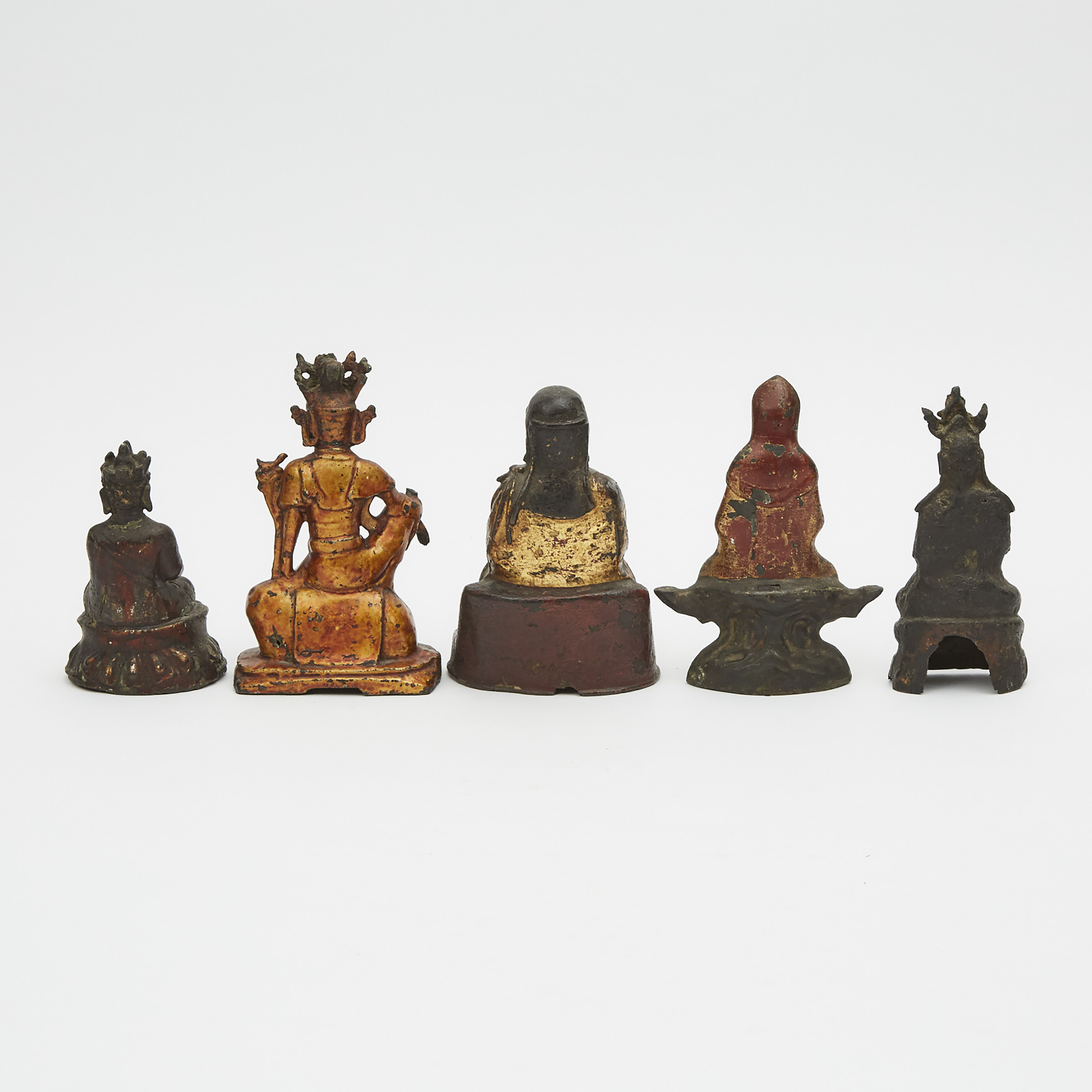 A Group of Five Bronze Buddha Figures, Ming Dynasty and Later