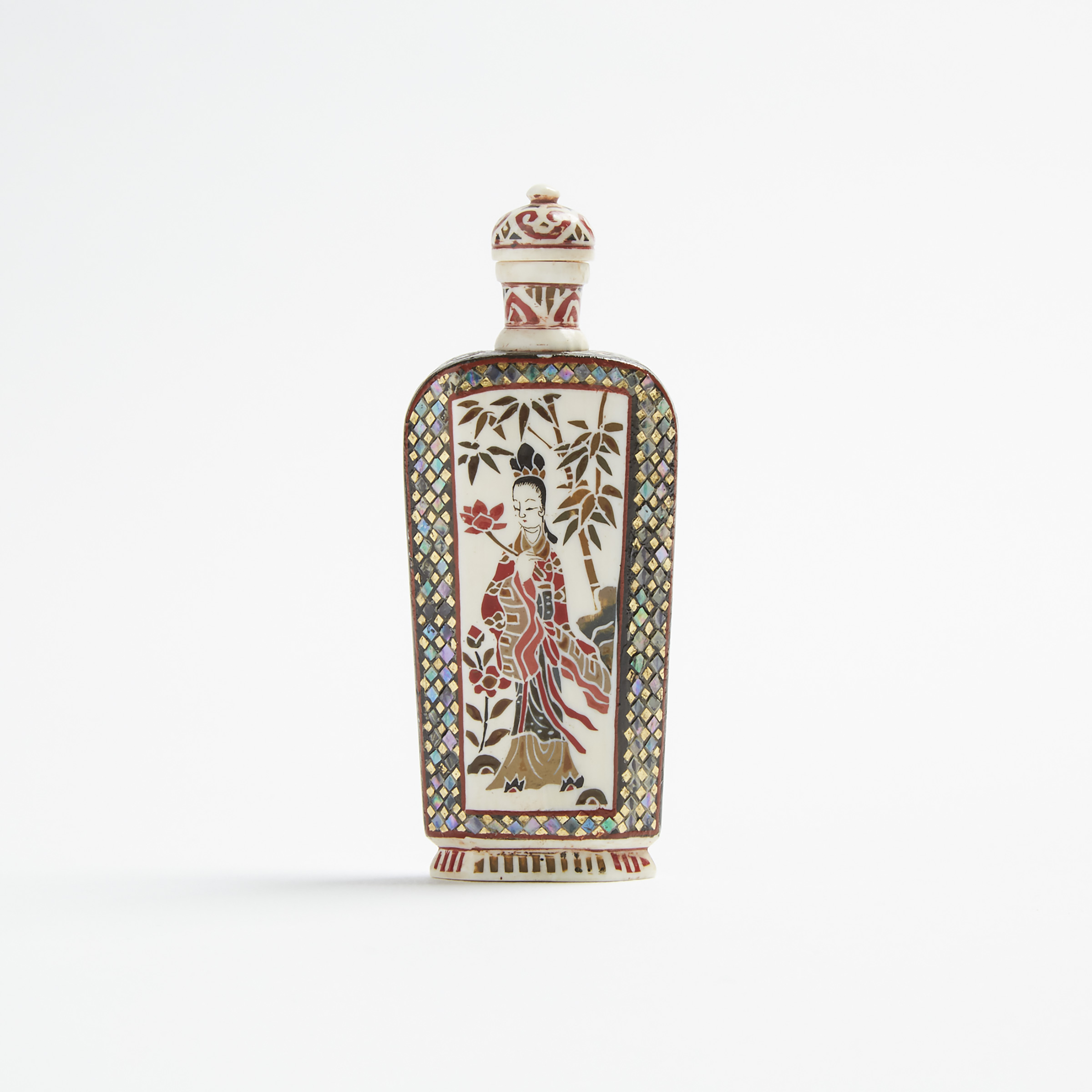 An Inlaid Ivory Snuff Bottle, 19th/Early 20th Century