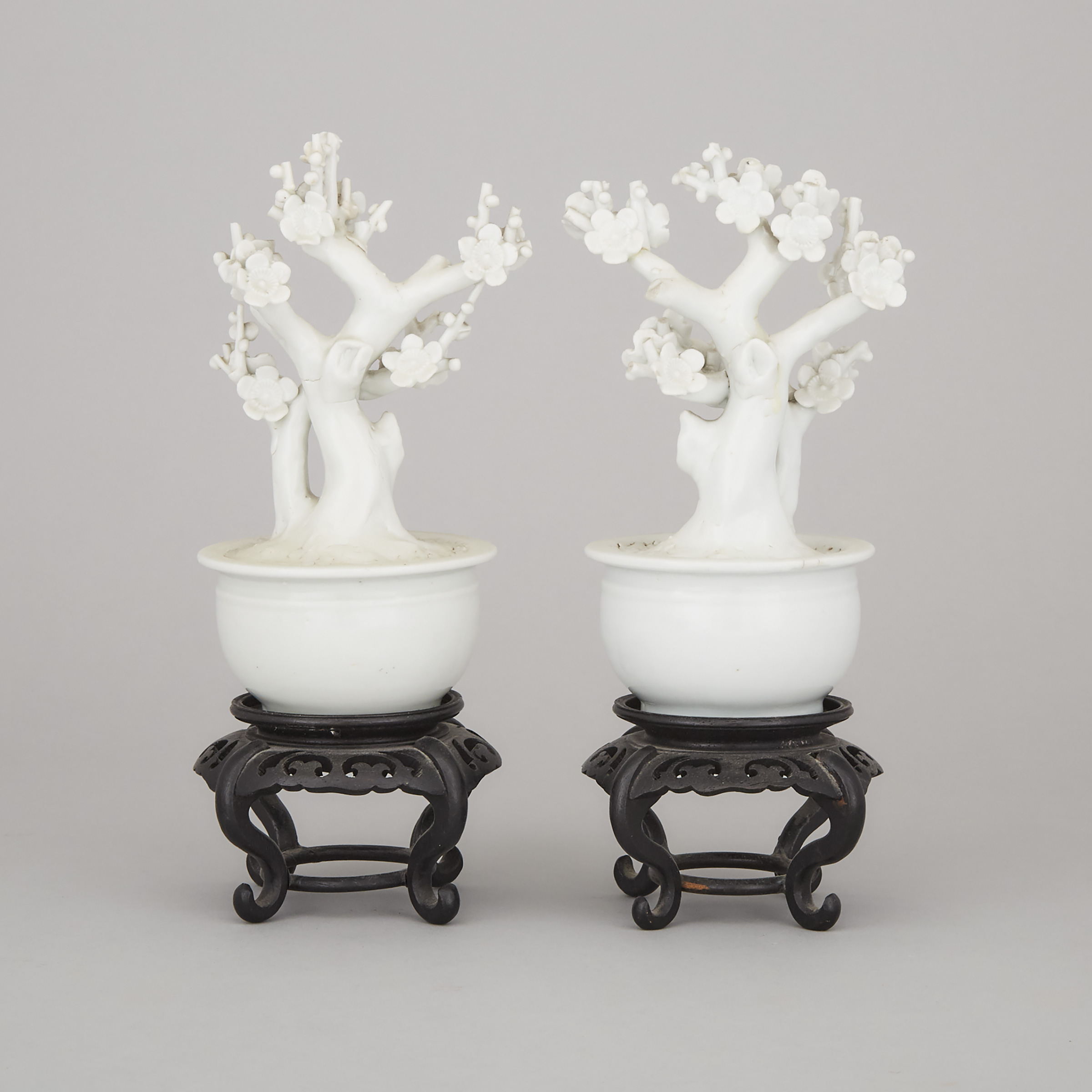 A Pair of Dehua Potted Plants, Qing Dynasty