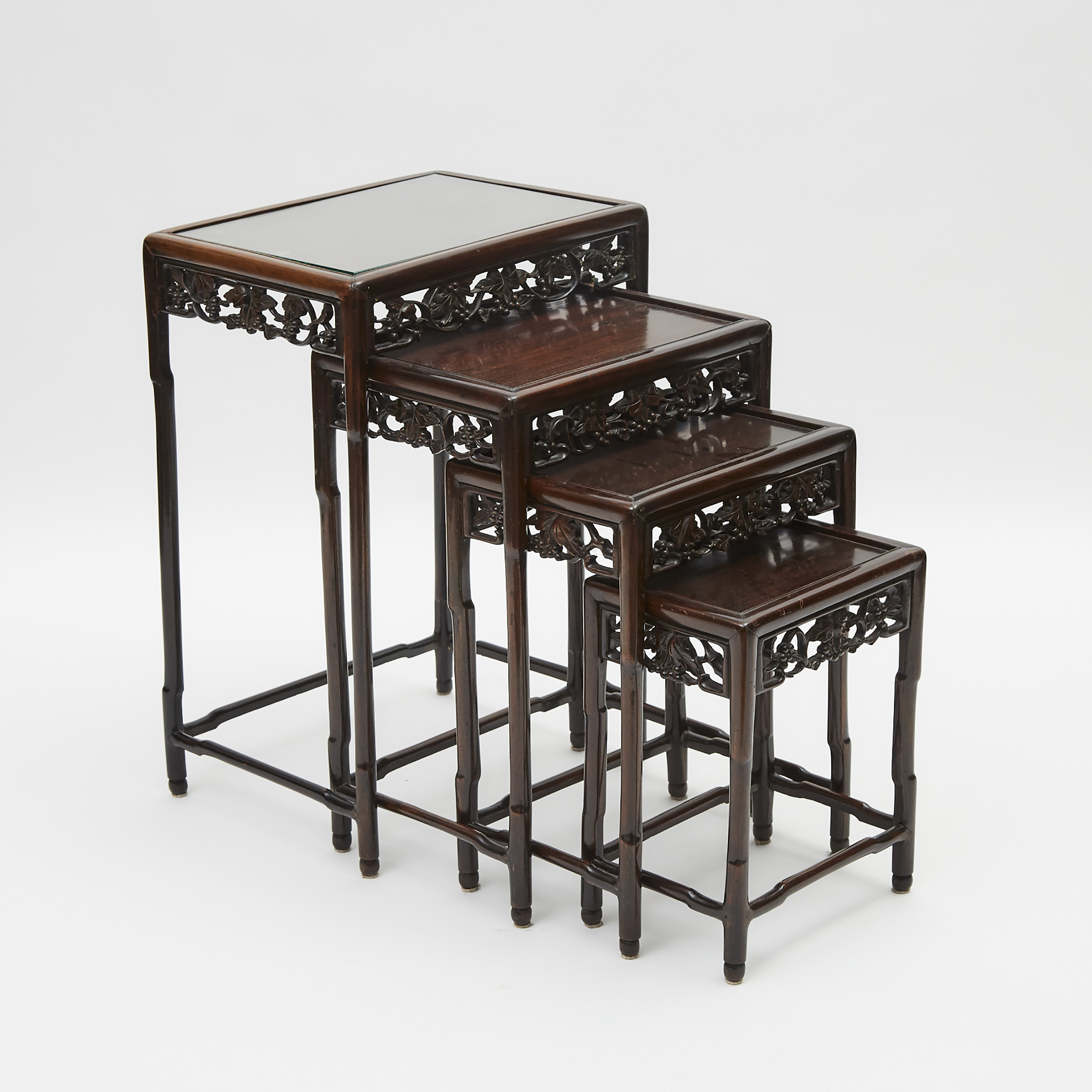 A Set of Four Chinese Rosewood Nesting Tables, Late Qing/Early Republican Period