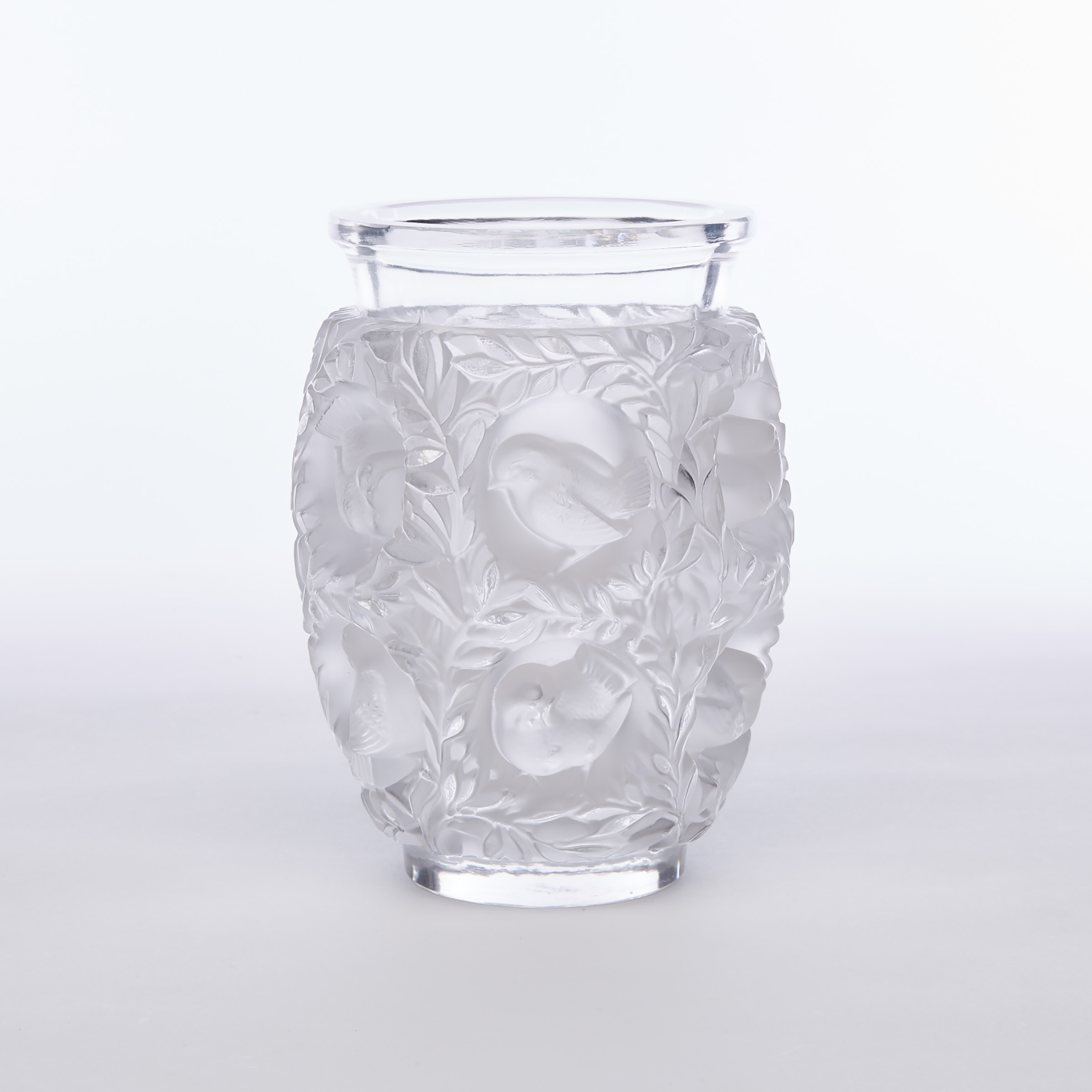 ‘Bagatelle’, Lalique Moulded and Frosted Glass Vase, post-1945