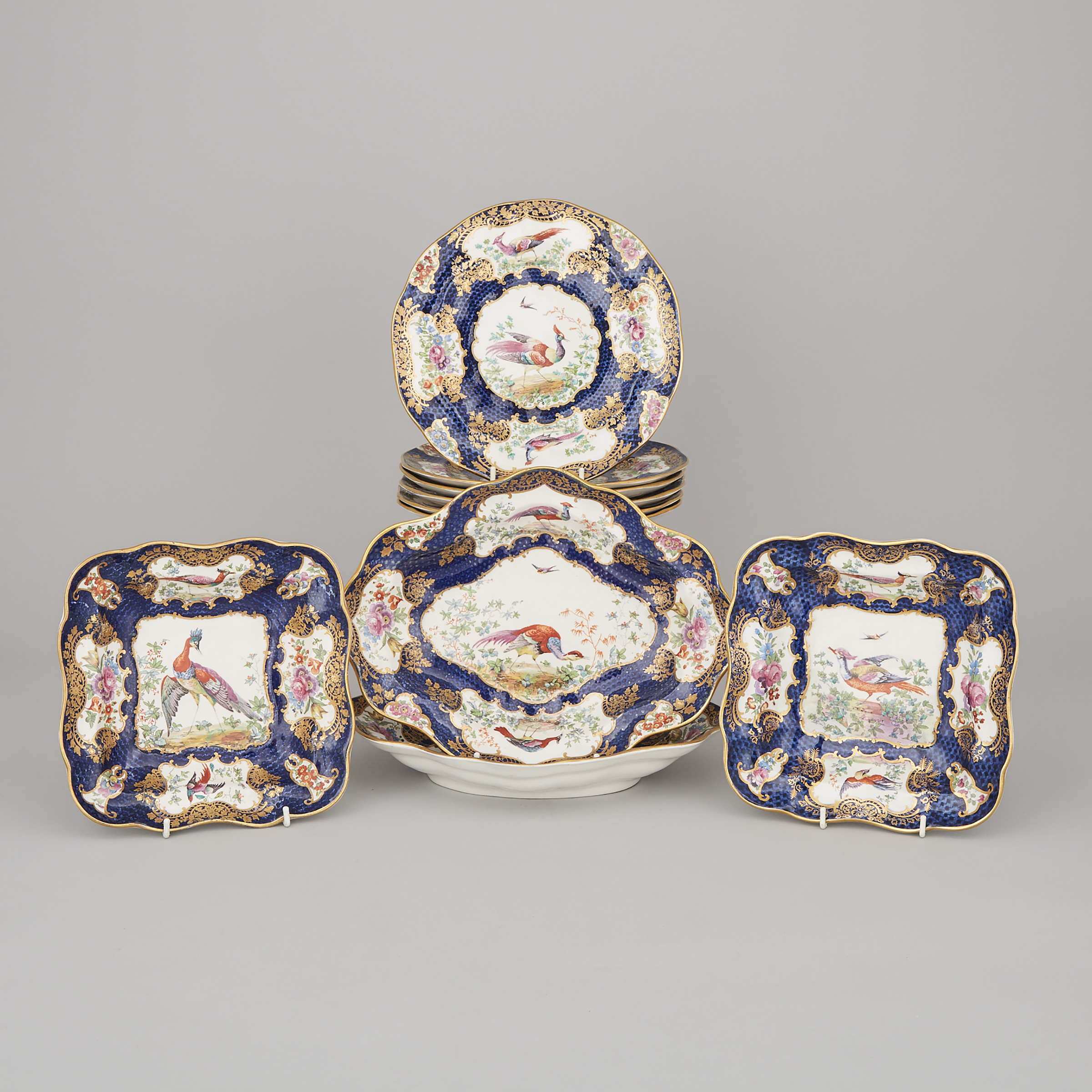 Booths ‘Worcester’ Scale Blue Ground Dessert Service,, early 20th century