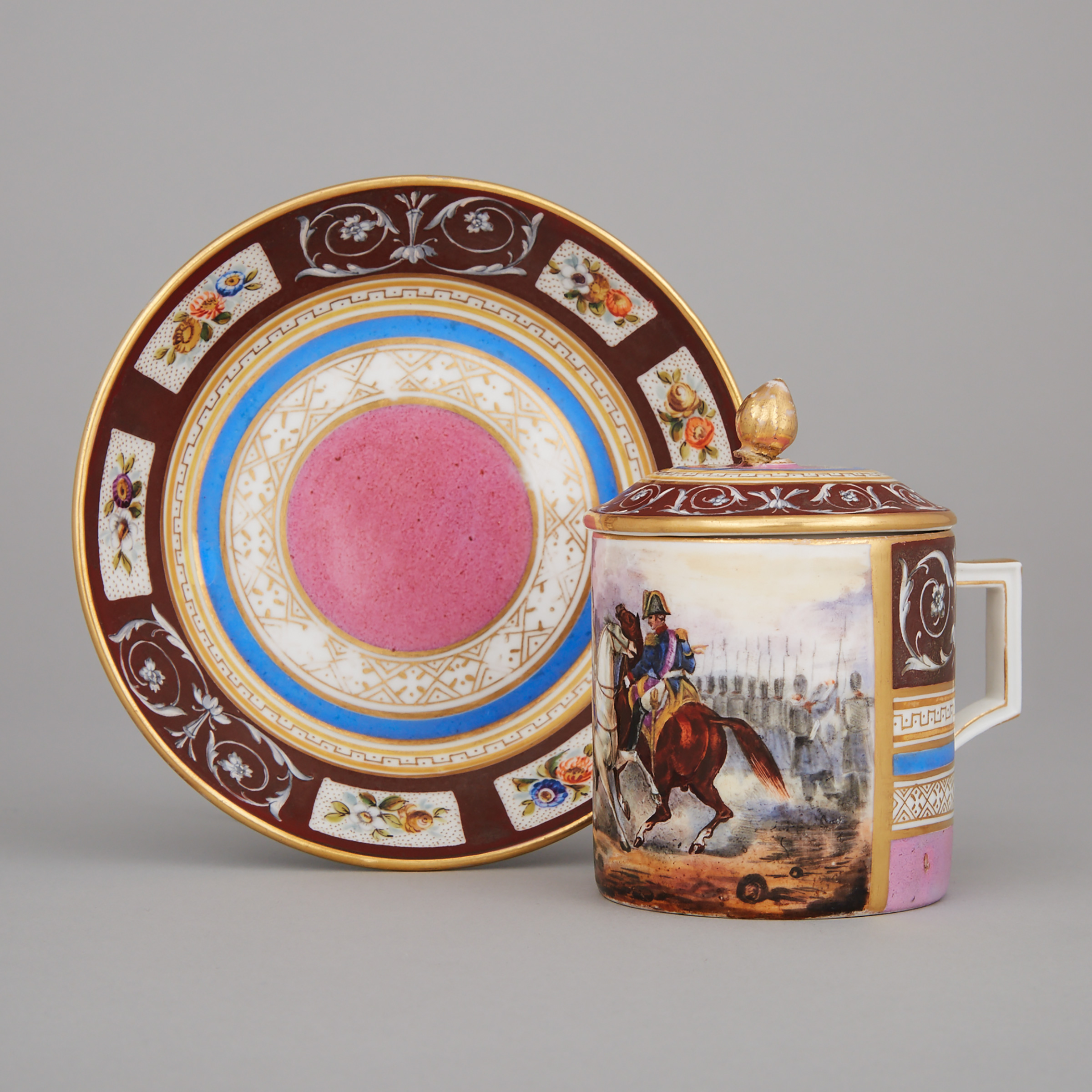 Meissen Covered Cup and Saucer, late 19th century