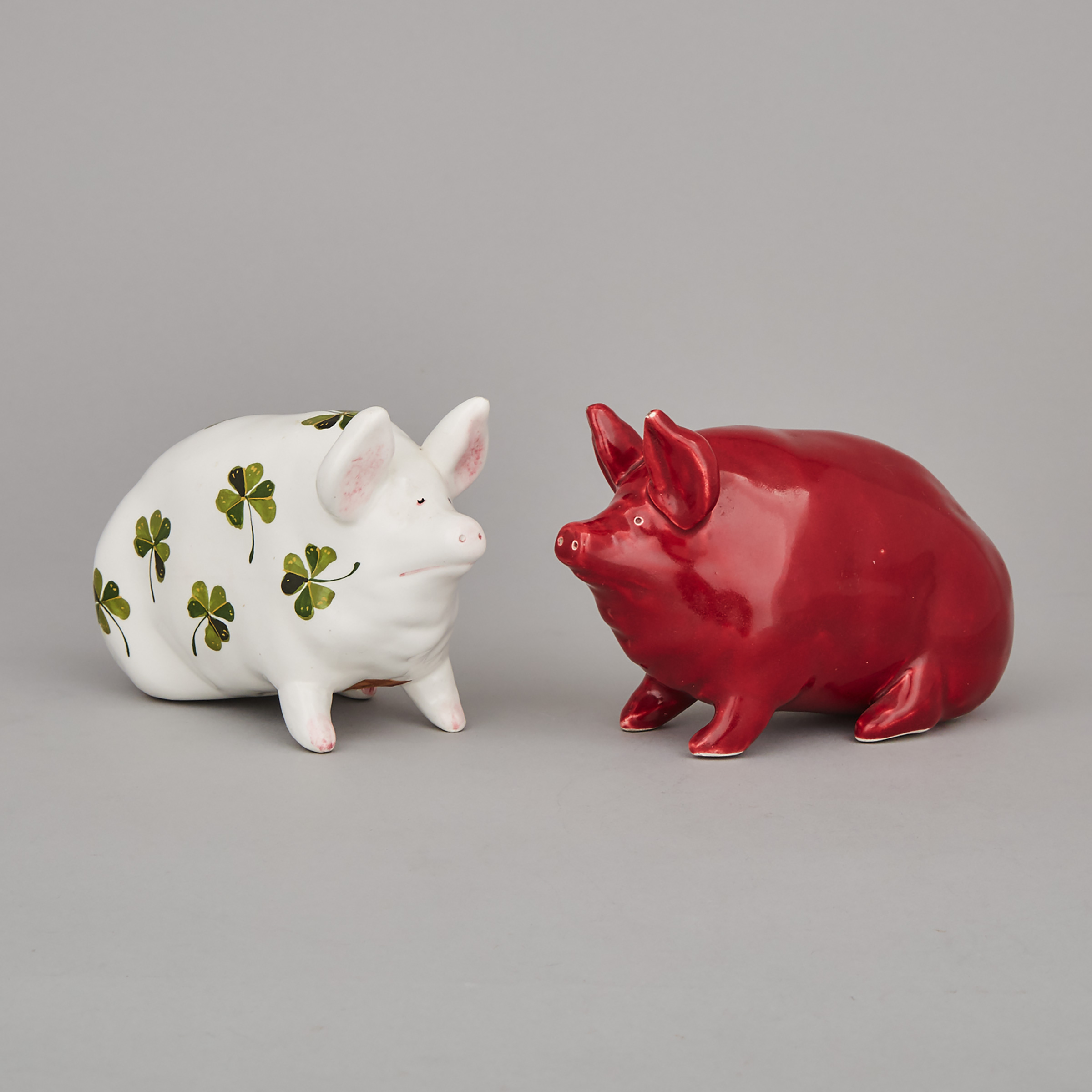 Two Plitchta or Red Wemyss Pigs, 20th century