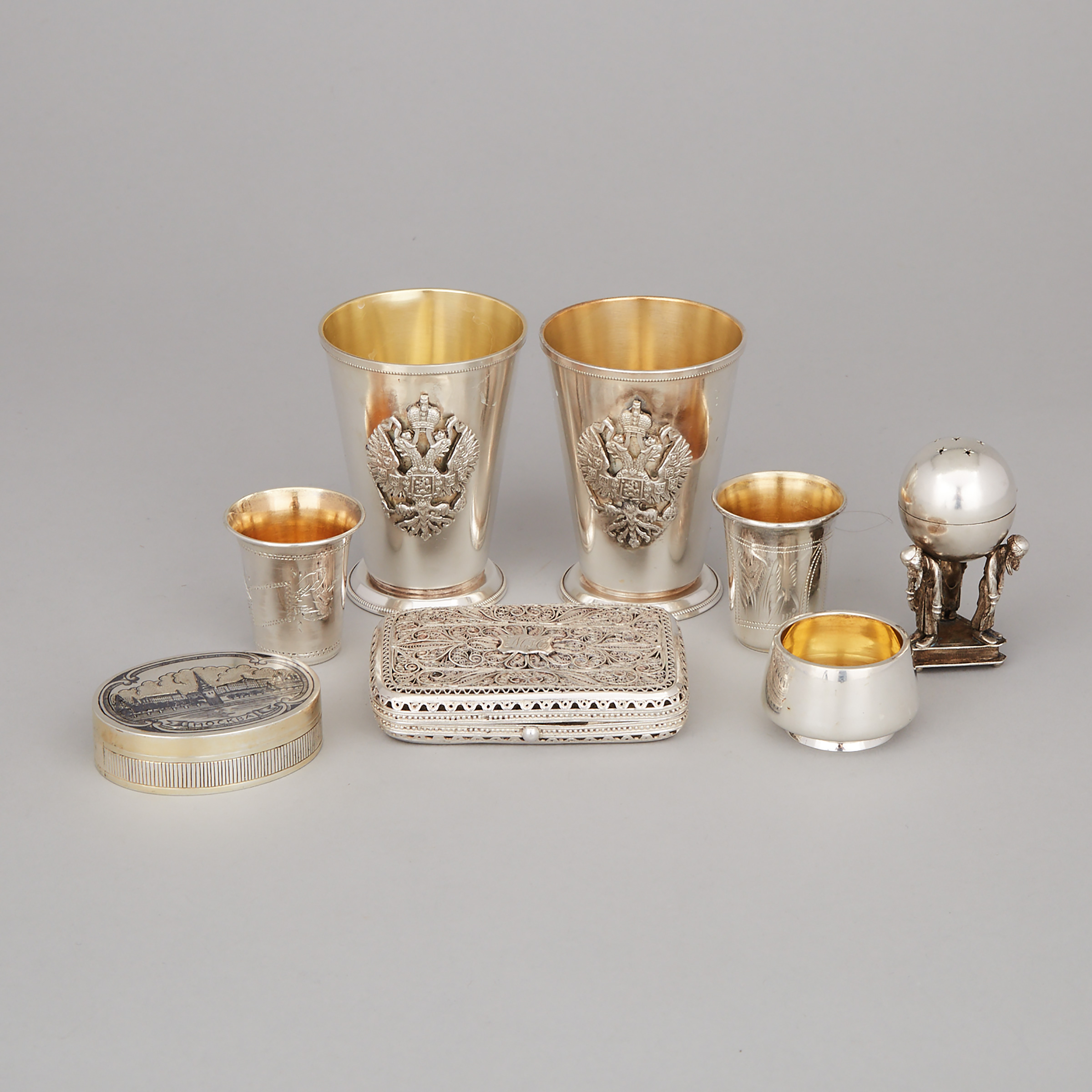 Group of Mainly Russian Silver, 19th/20th century
