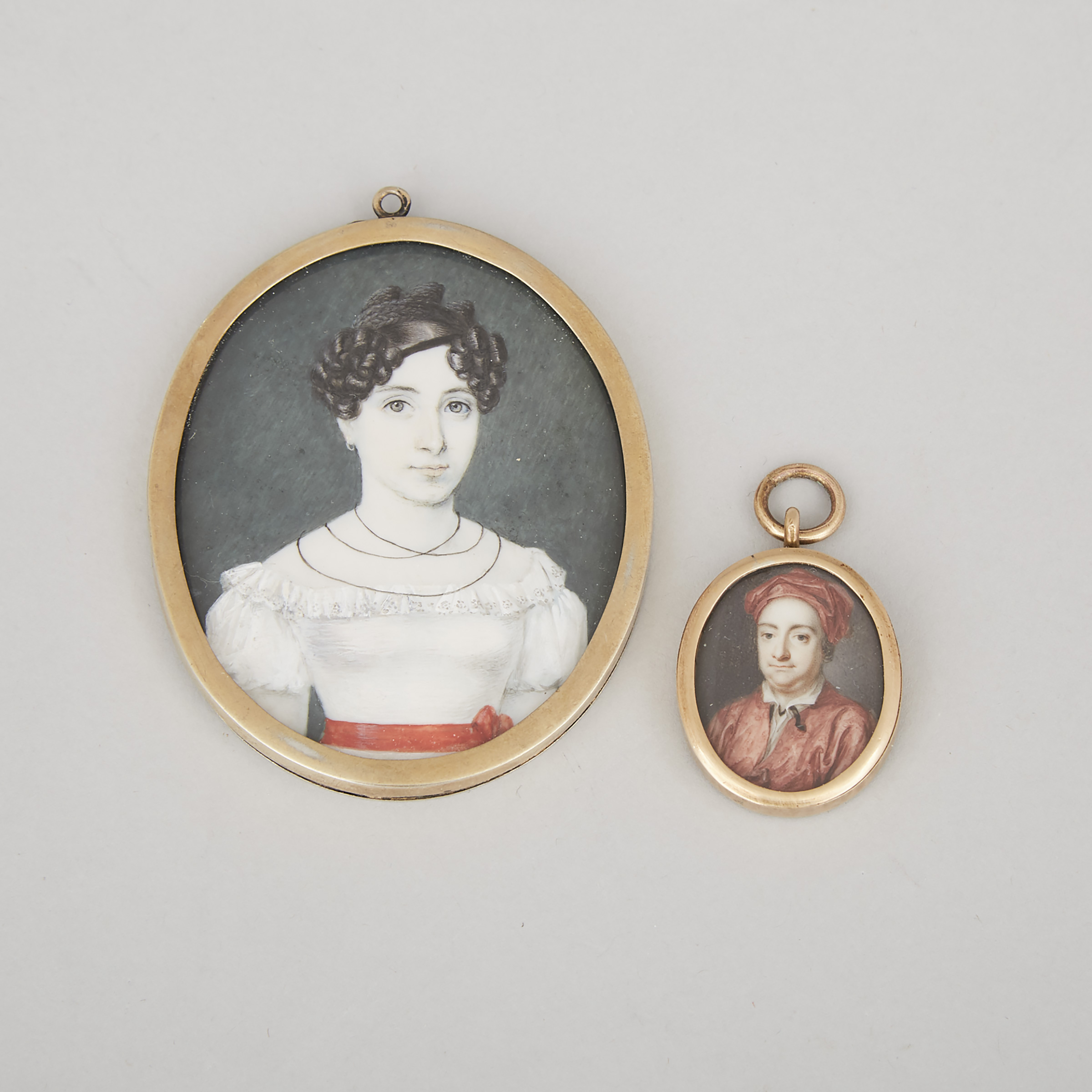 Two Portrait Miniatures on Ivory, 18th and 19th century