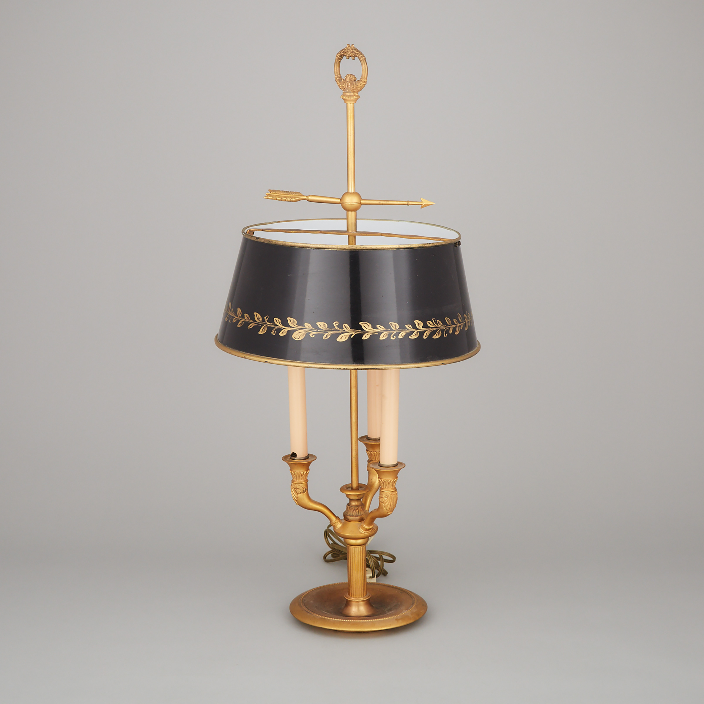 French Empire Style Gilt Bronze Bouilotte Lamp, 20th century