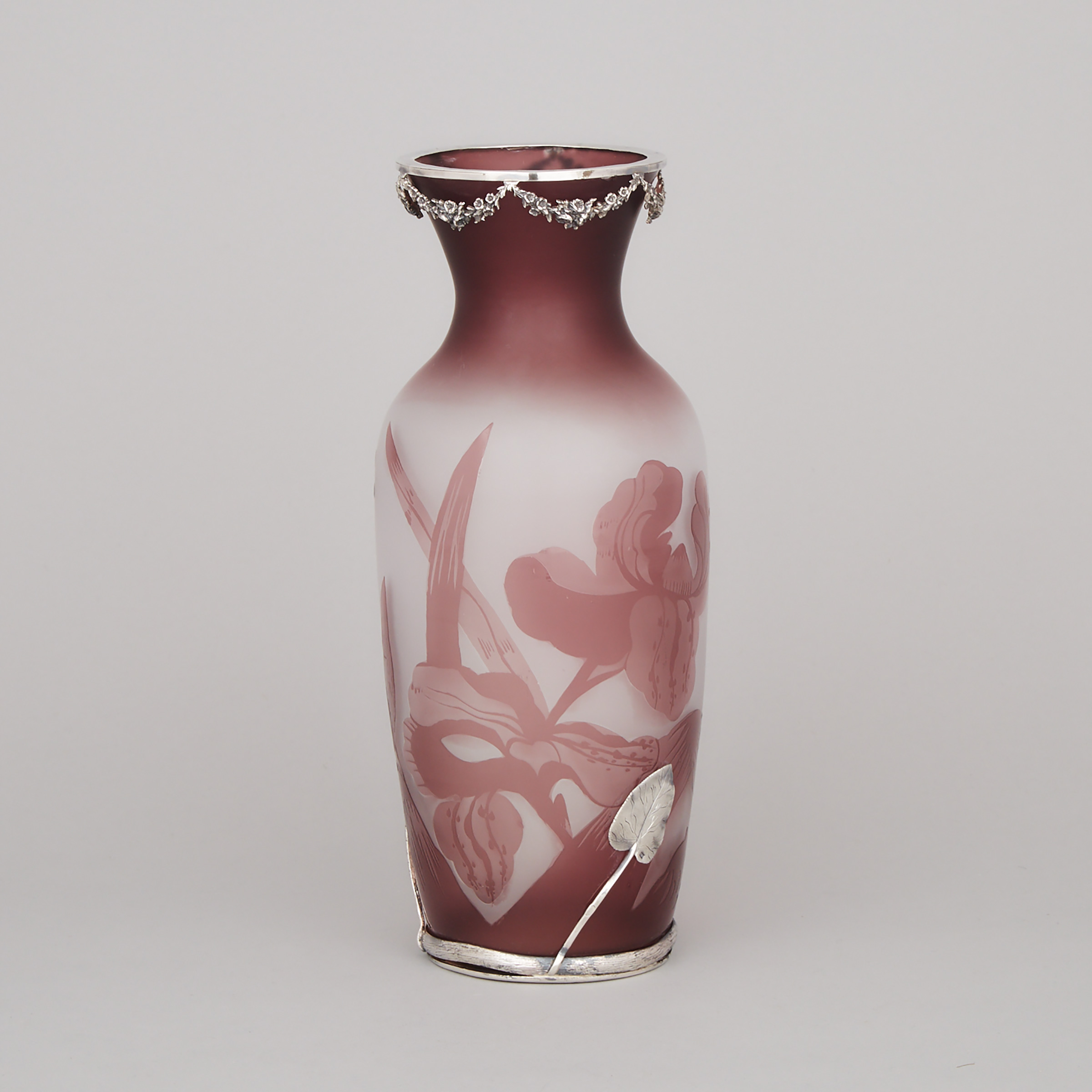 Russian Silver Mounted Cameo Glass Vase, late 19th/20th century
