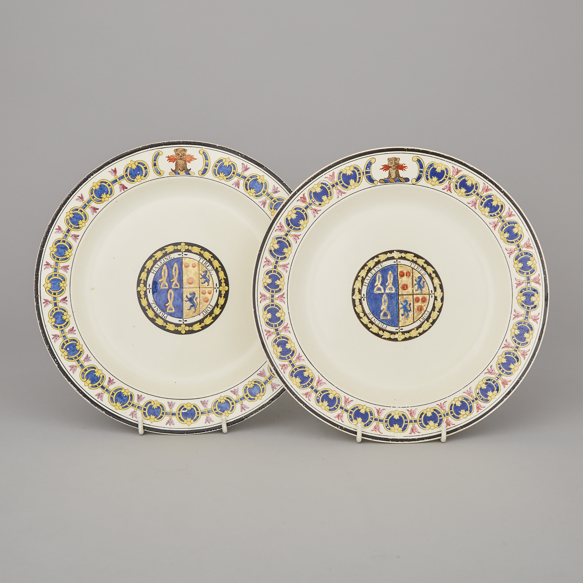Pair of Turner Creamware Armorial Plates, c.1788