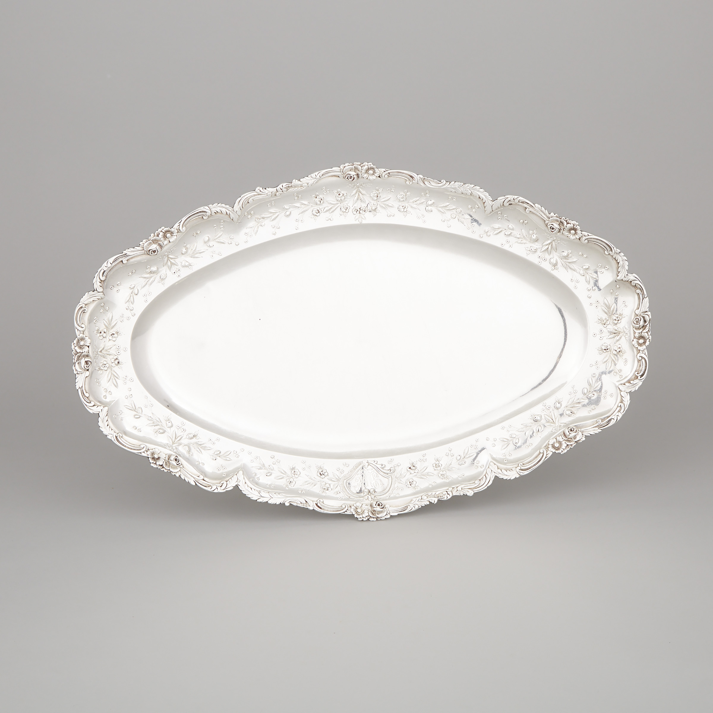 French Silver Oval Tray, Emile Delaire, Paris, c.1900