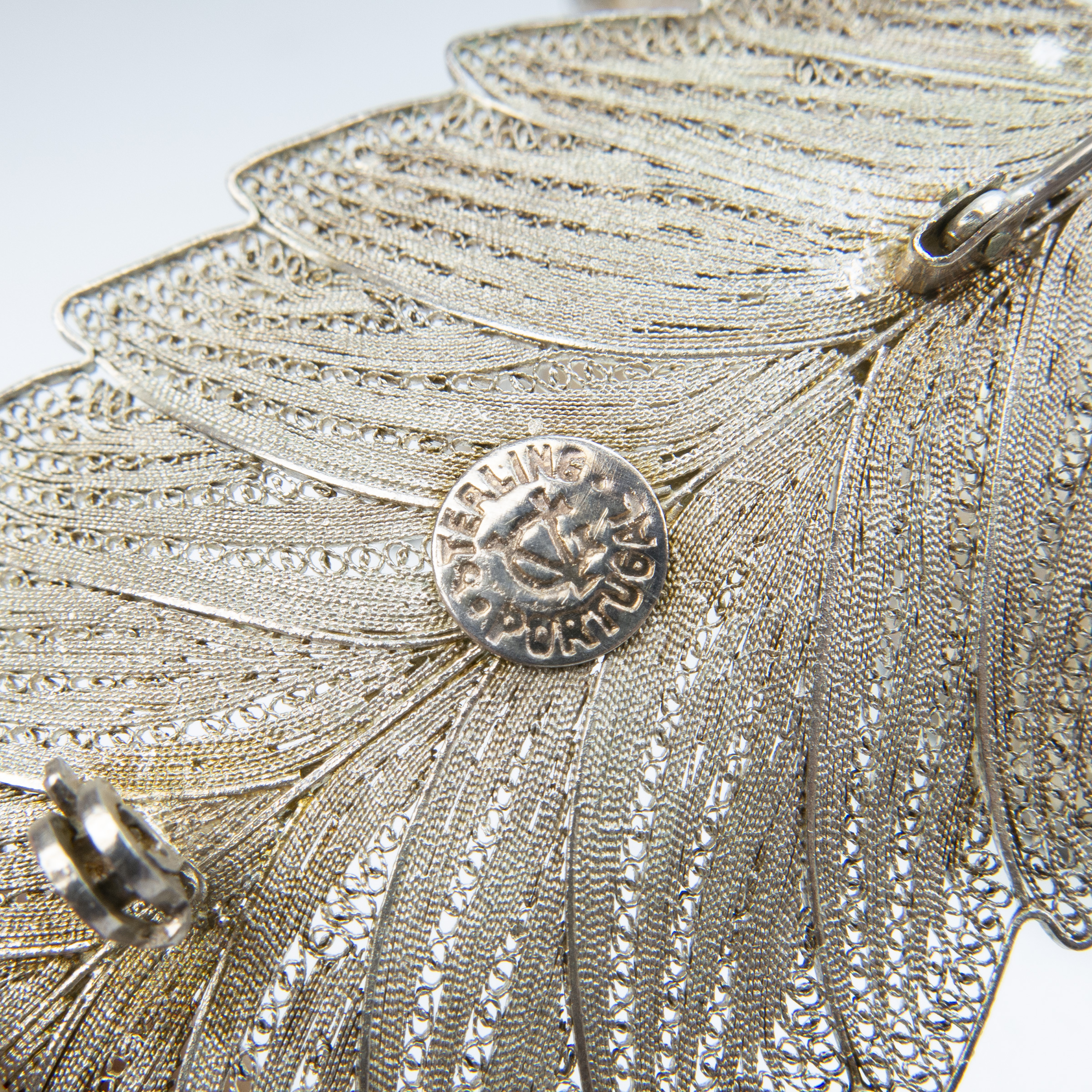 Three Portuguese Sterling Silver Filigree Brooches