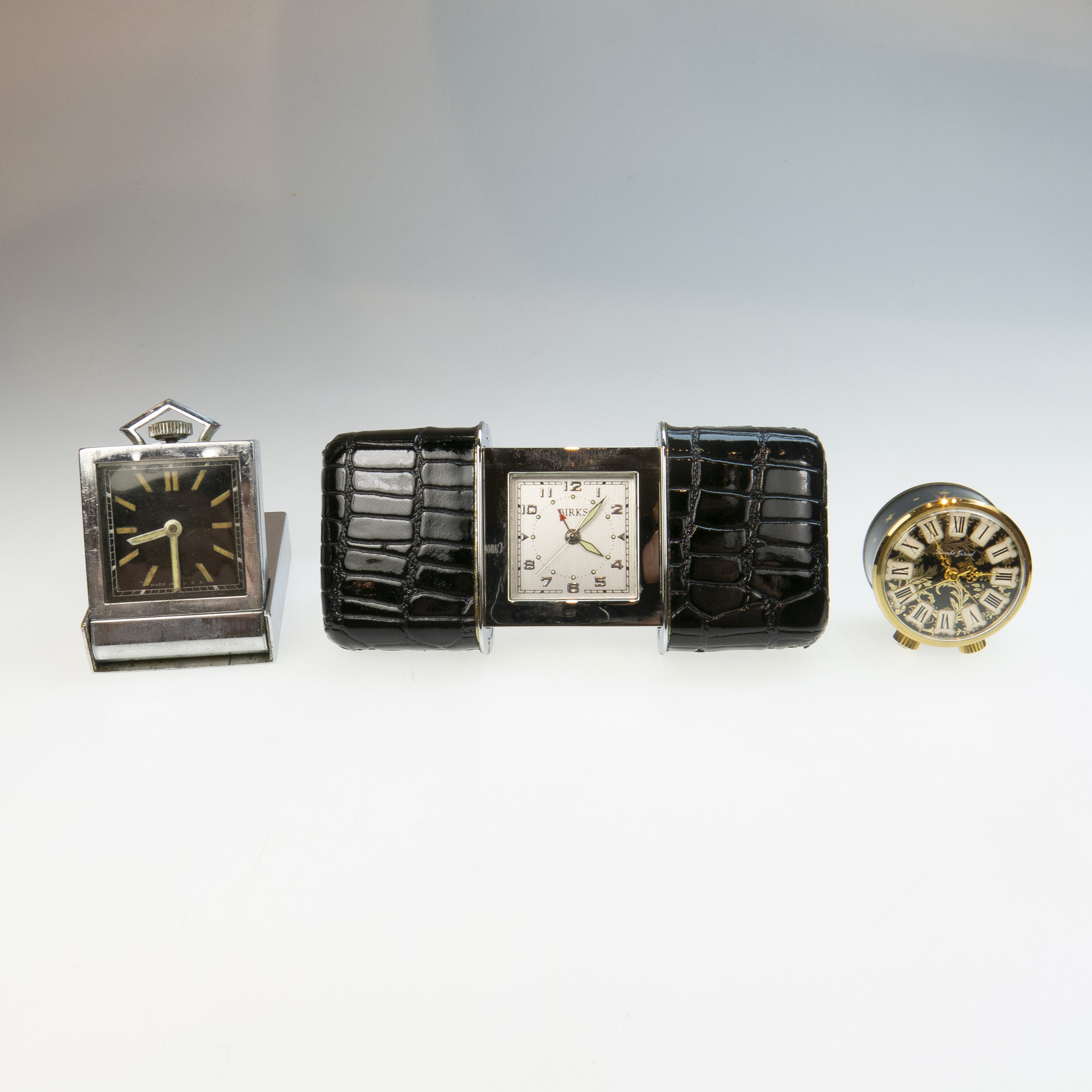 Three Various Small Travelling Clocks 