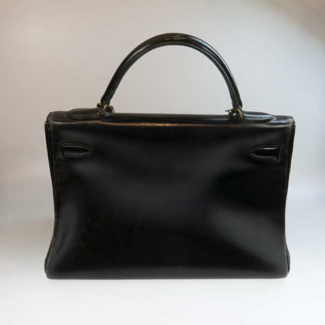 Hermes Kelly Top Handle Black Leather Bag