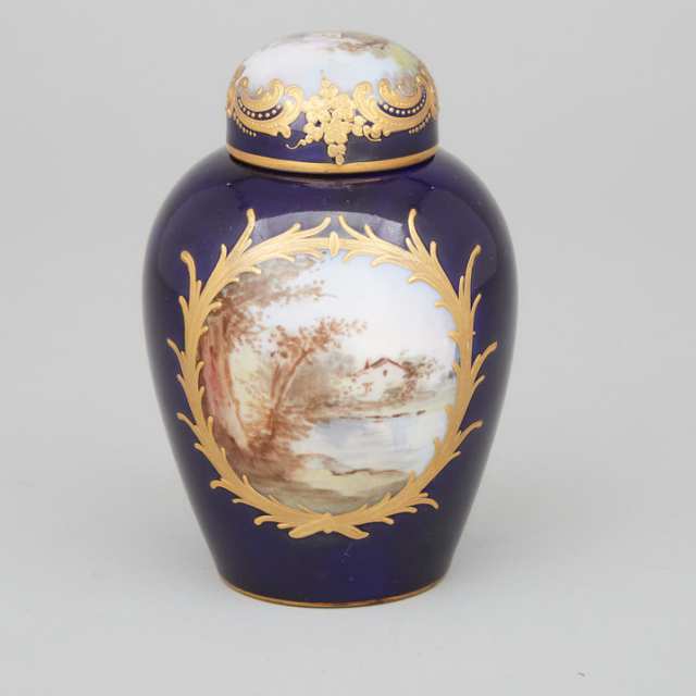'Sèvres' Blue and Gilt Ground Tea Canister, late 19th century
