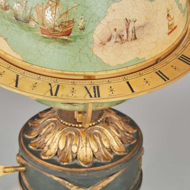 Swiss World Time Clock Globe on Floor Stand, Eduard Gübelin, Lucerne, c.1930