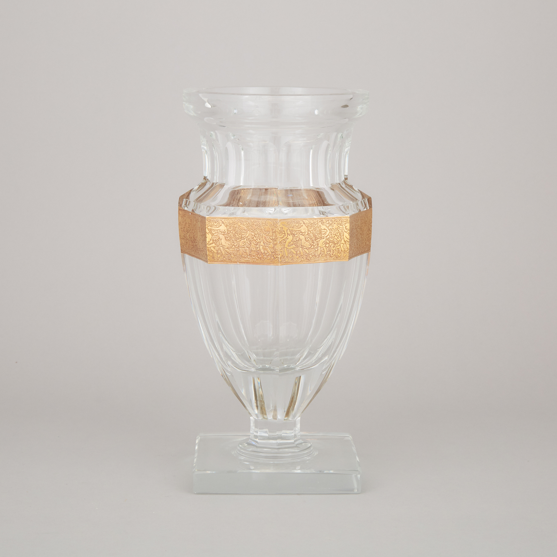 Moser Etched and Gilt Cut Glass Vase, 20th century