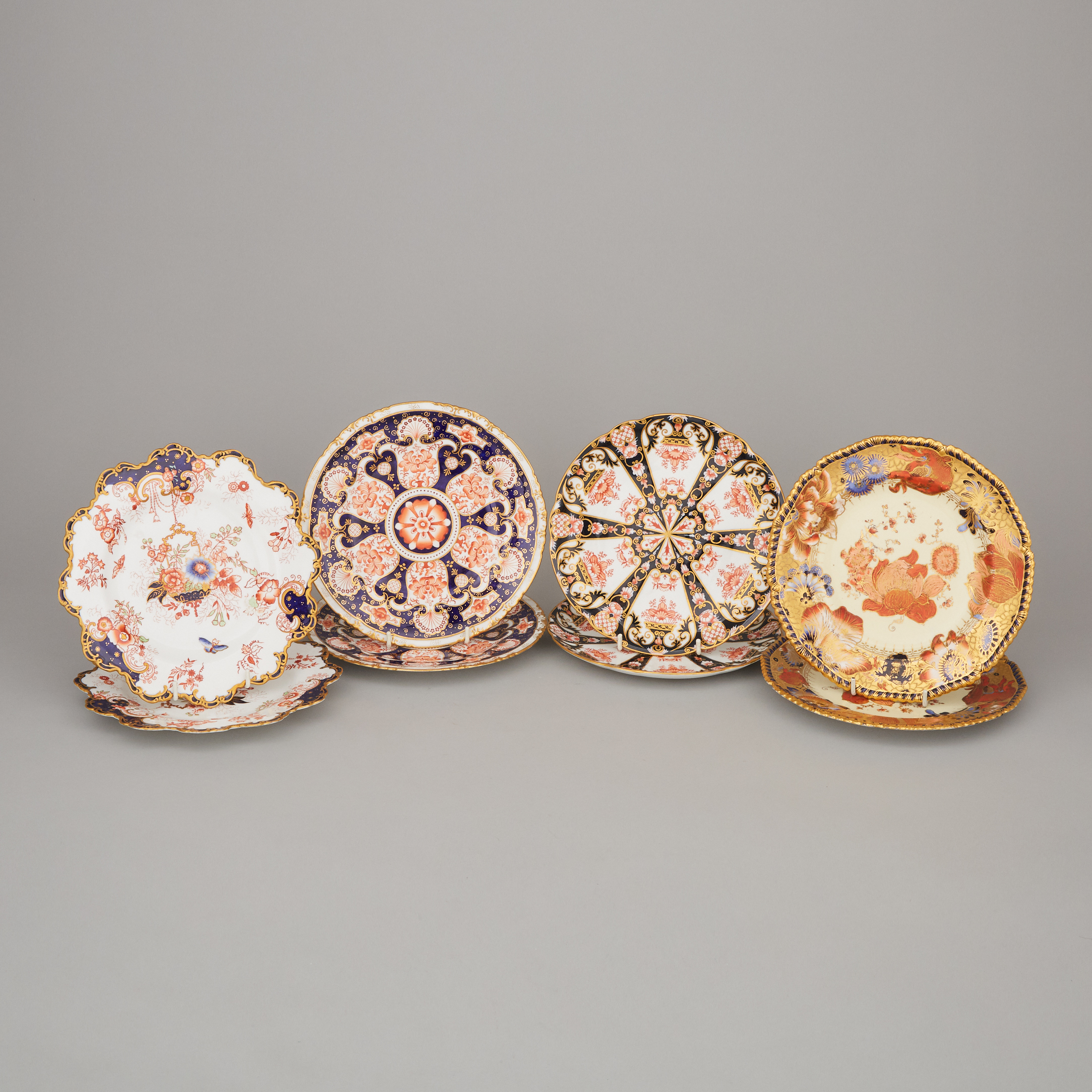 Four Pairs of Royal Crown Derby Dessert Plates, 20th century