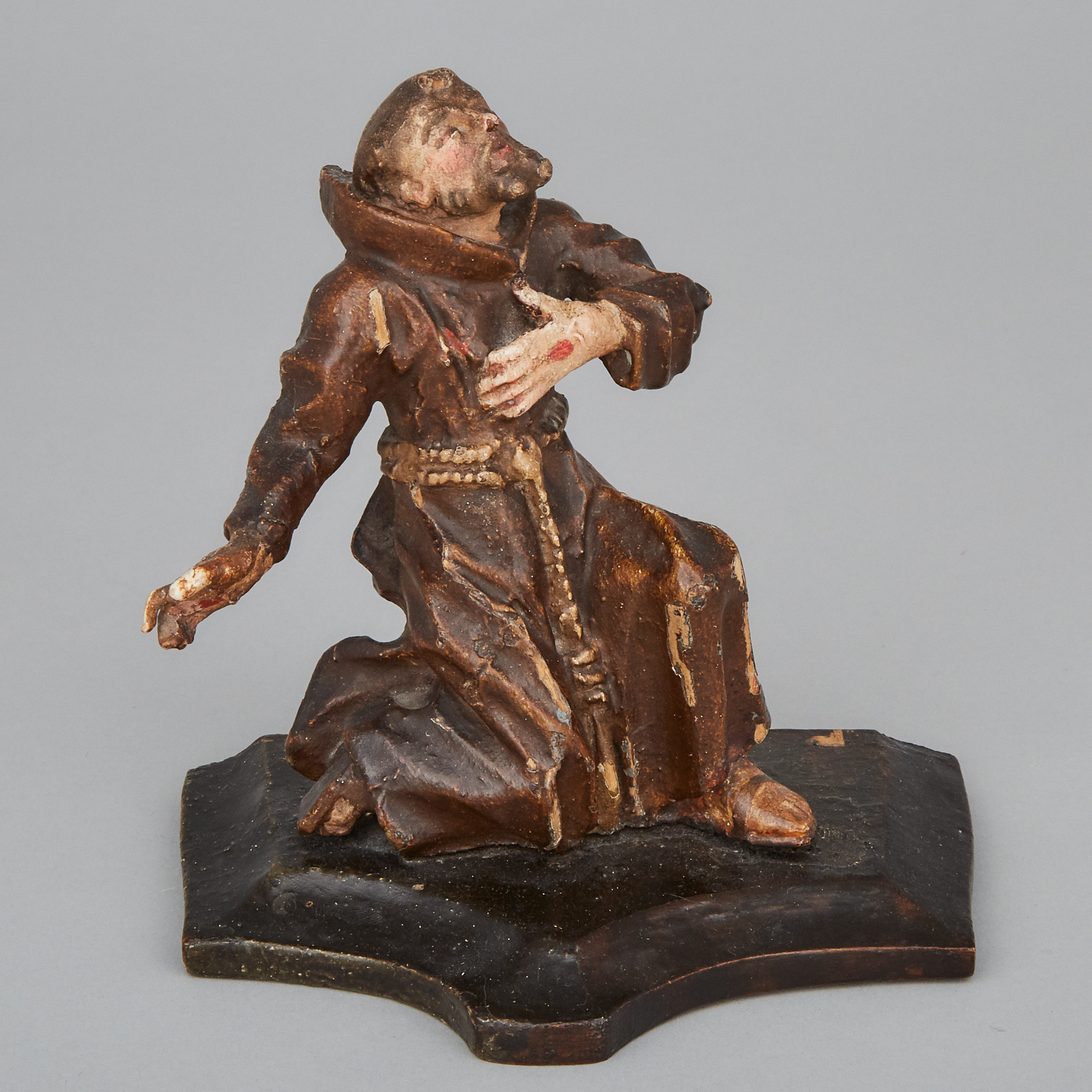 Continental Carved and Polychromed Figure of St. Francis, early 19th century