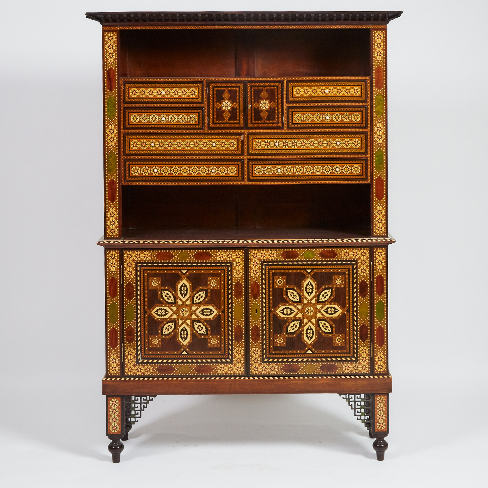 Syrian Bone and Exotic Mixed Wood Parquetry Cabinet, early 20th century