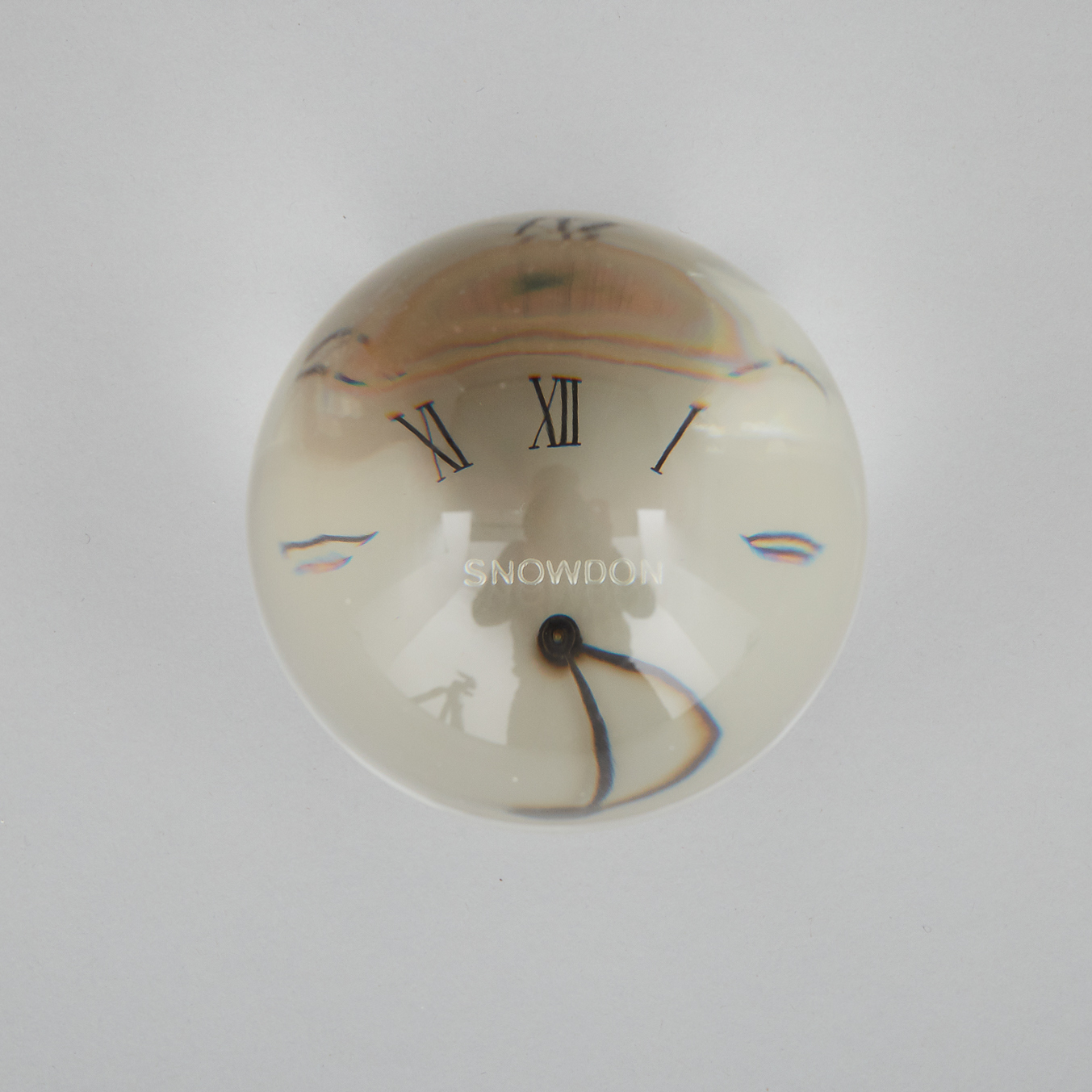 Lord Snowdon Silver Mounted Glass Orbuculum Desk Clock, 20th century