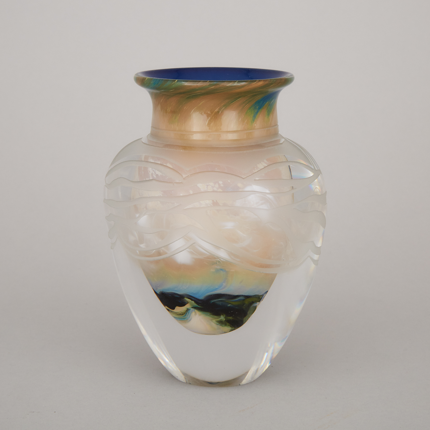 Toan Klein (American/Canadian, b.1949), Internally Decorated and Etched Glass Vase, 2010