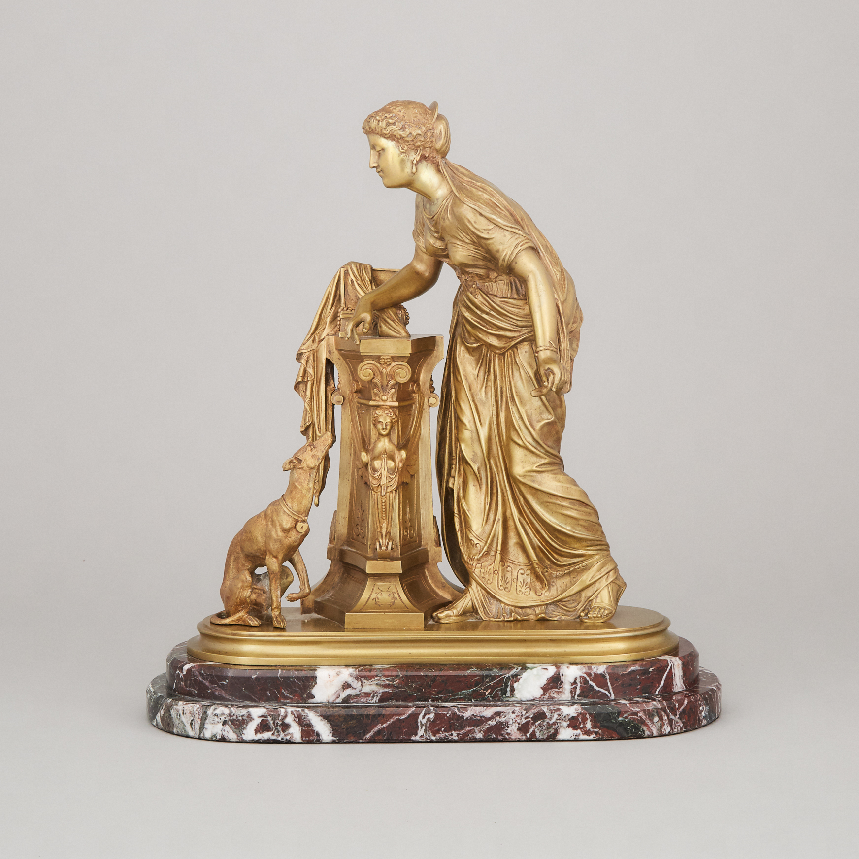 French School Gilt Bronze figure of a Classical Woman, 19th century