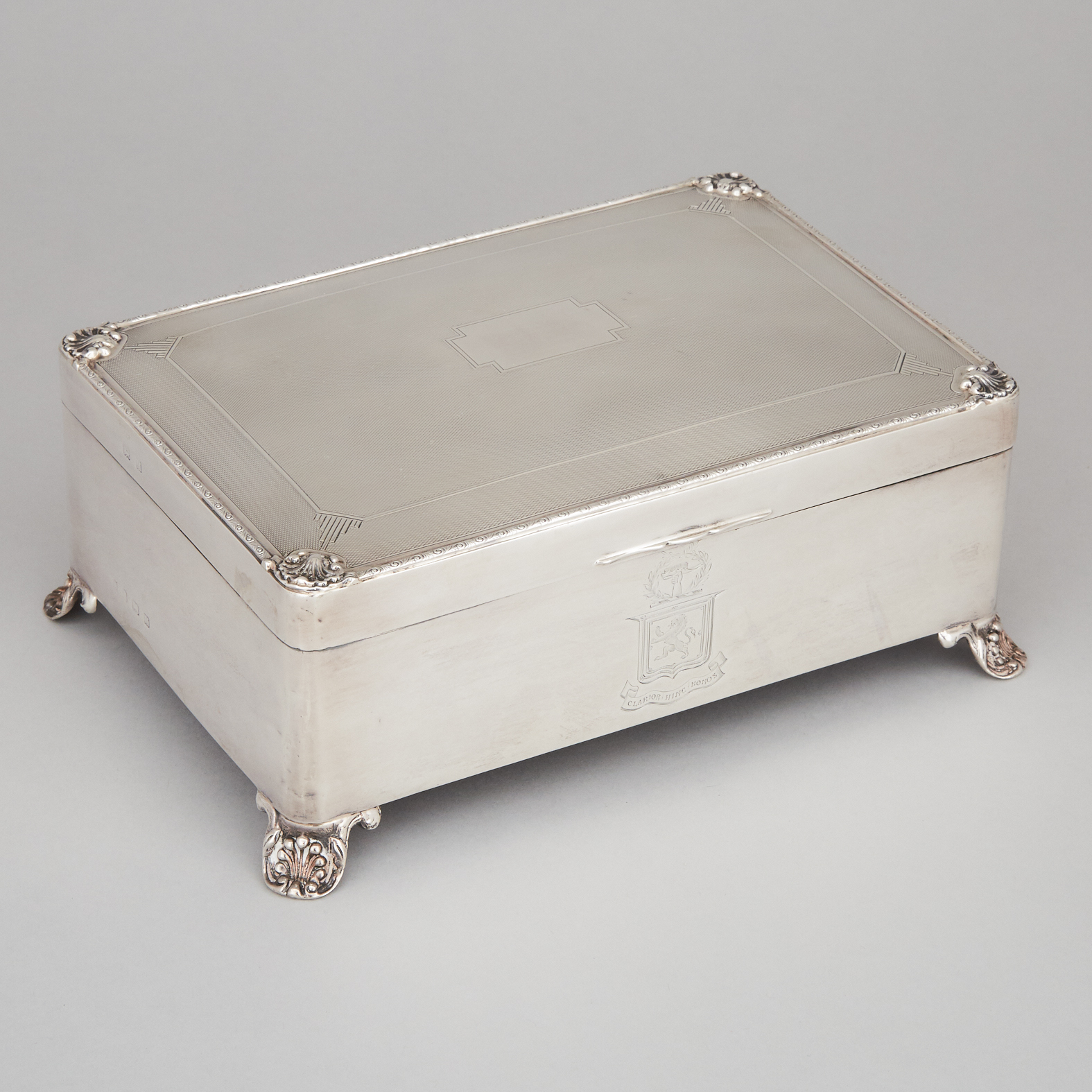 English Silver Rectangular Cigar Box, Birmingham, 1936