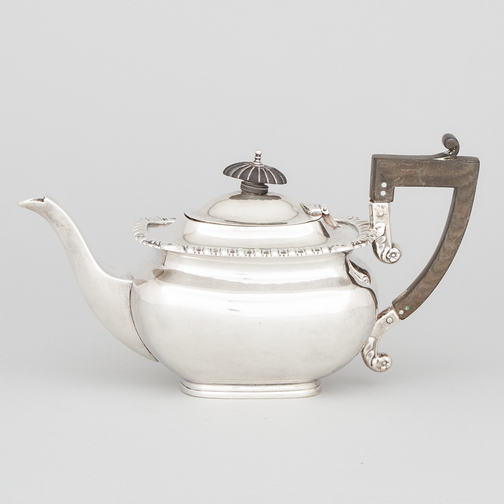 English Silver Bachelor's Teapot, Stokes & Ireland Ltd., Chester, 1910
