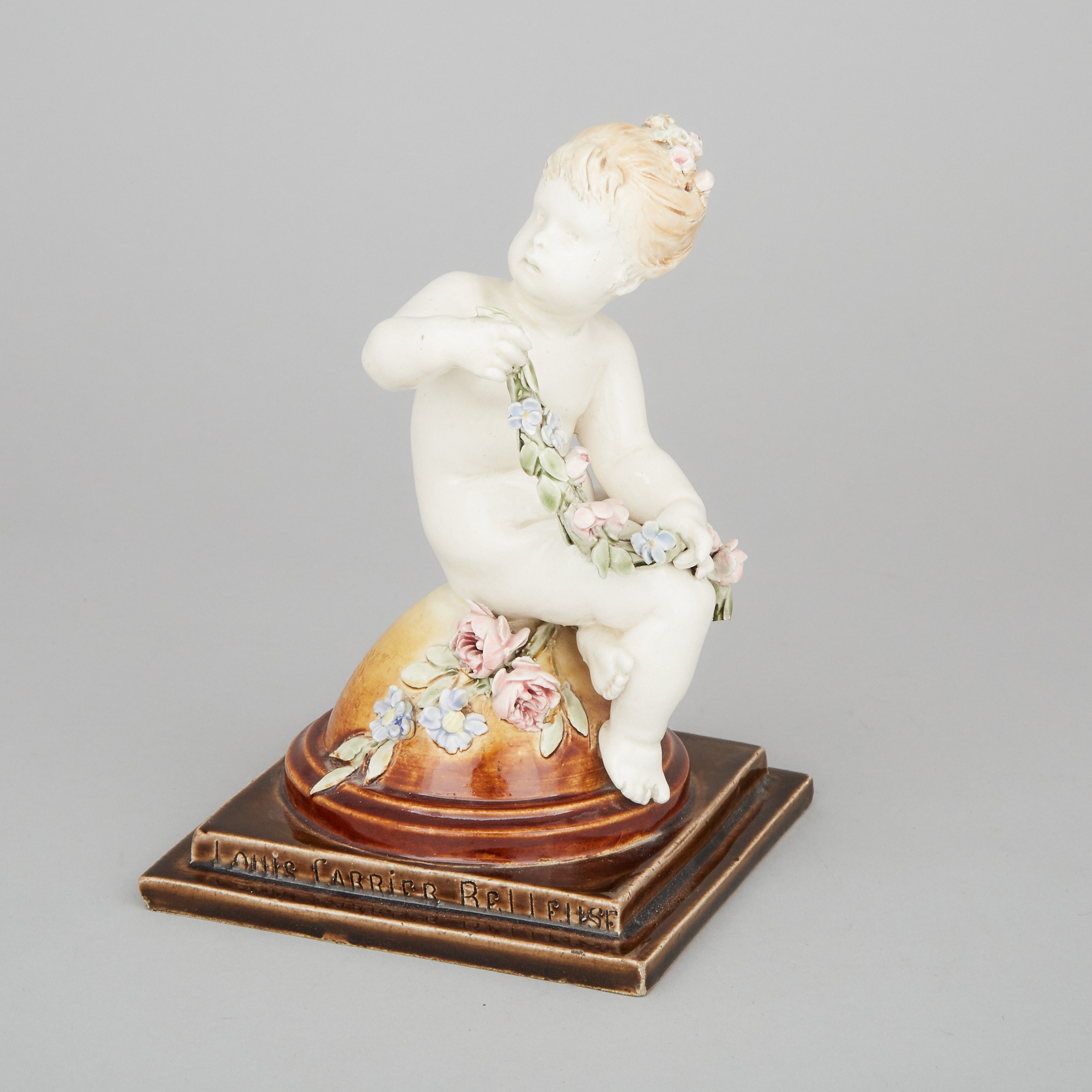 Choisy le Roi Figure of Seated Child, Louis Carrier Belleuse, late 19th century