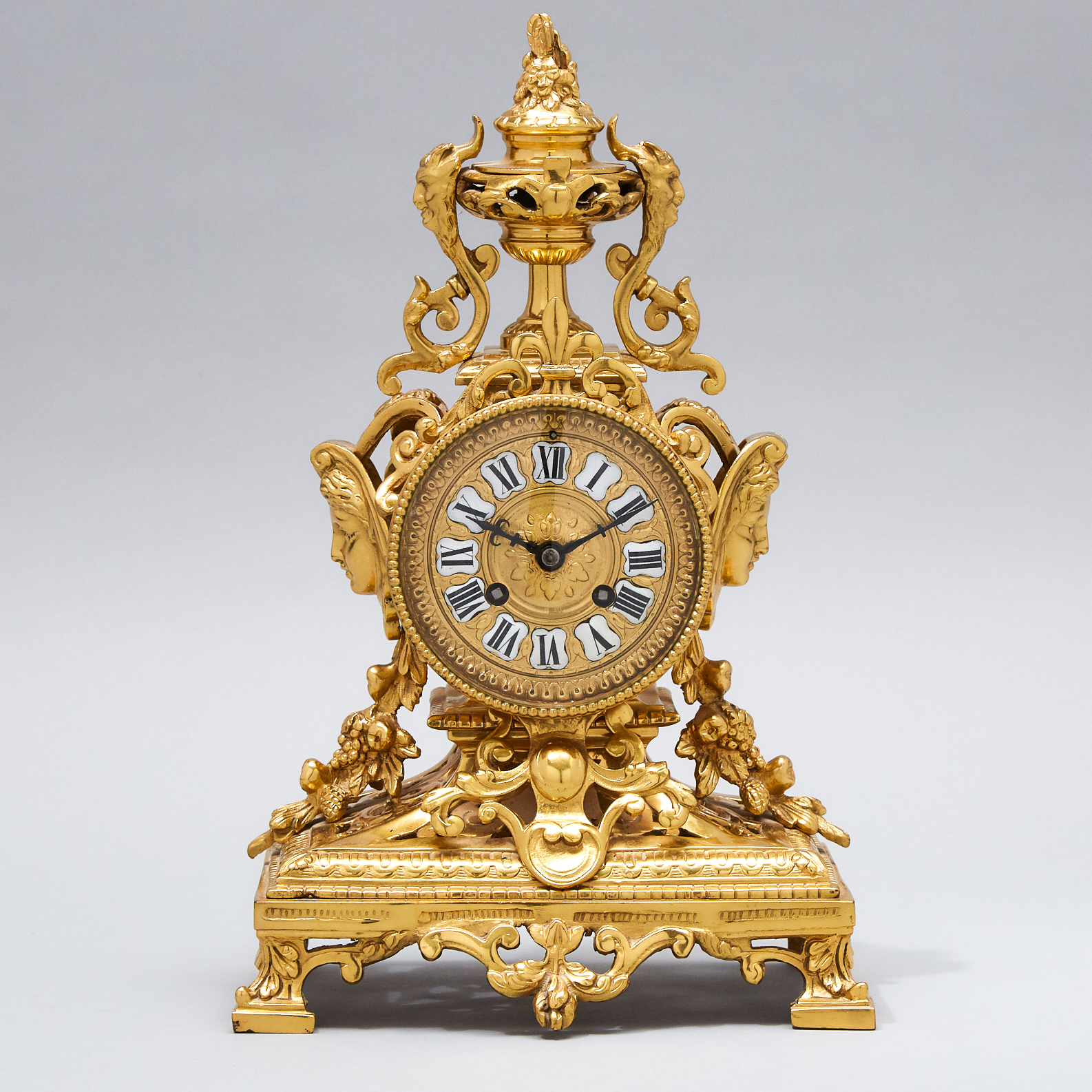 French Renaissance Revival Bronze Mantel Clock, c.1900