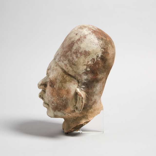Chinese Painted Terracotta Head Fragment of a Tomb Figure, Qin Dynasty, 221-206 B.C.