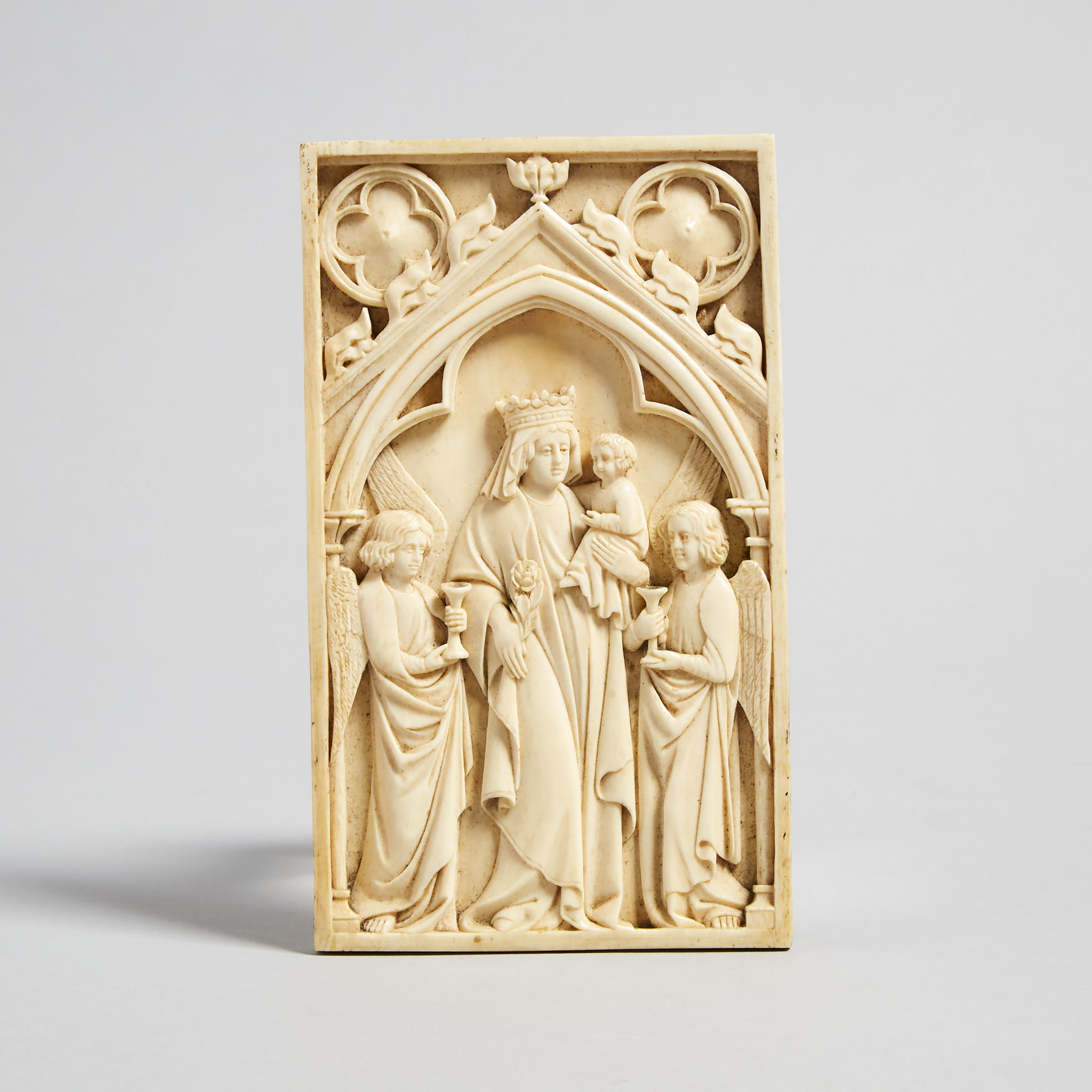 French Gothic Relief Carved Ivory Plaque, 18th century or earlier